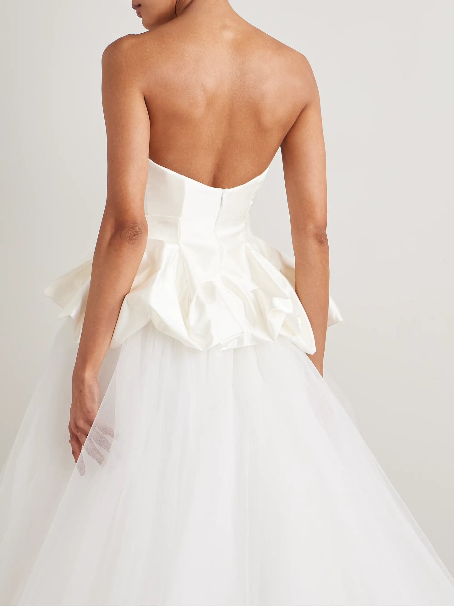 Raven Strapless Gathered Satin Bustier Top