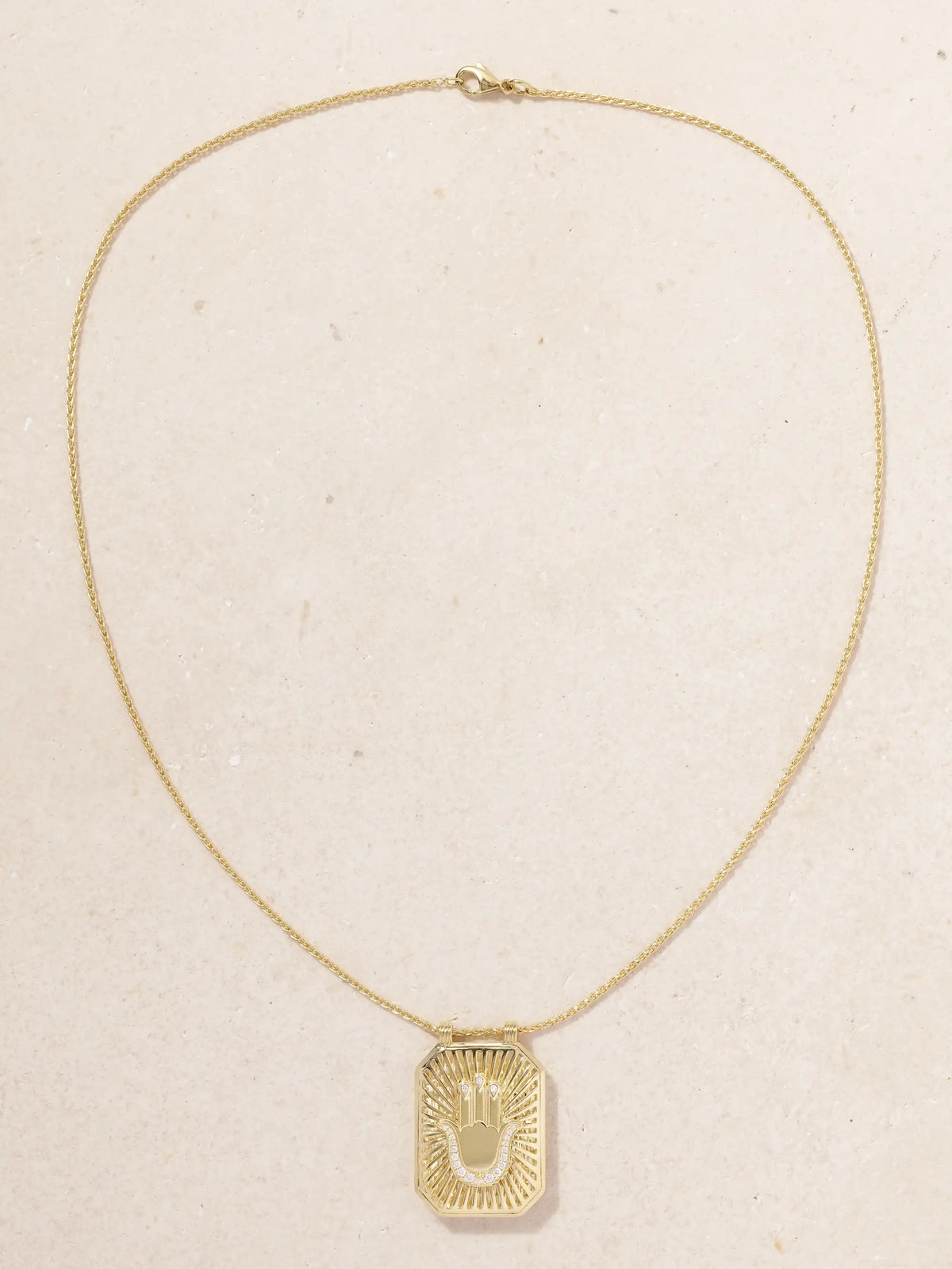 Hand Scapular 18-karat Gold Diamond Necklace