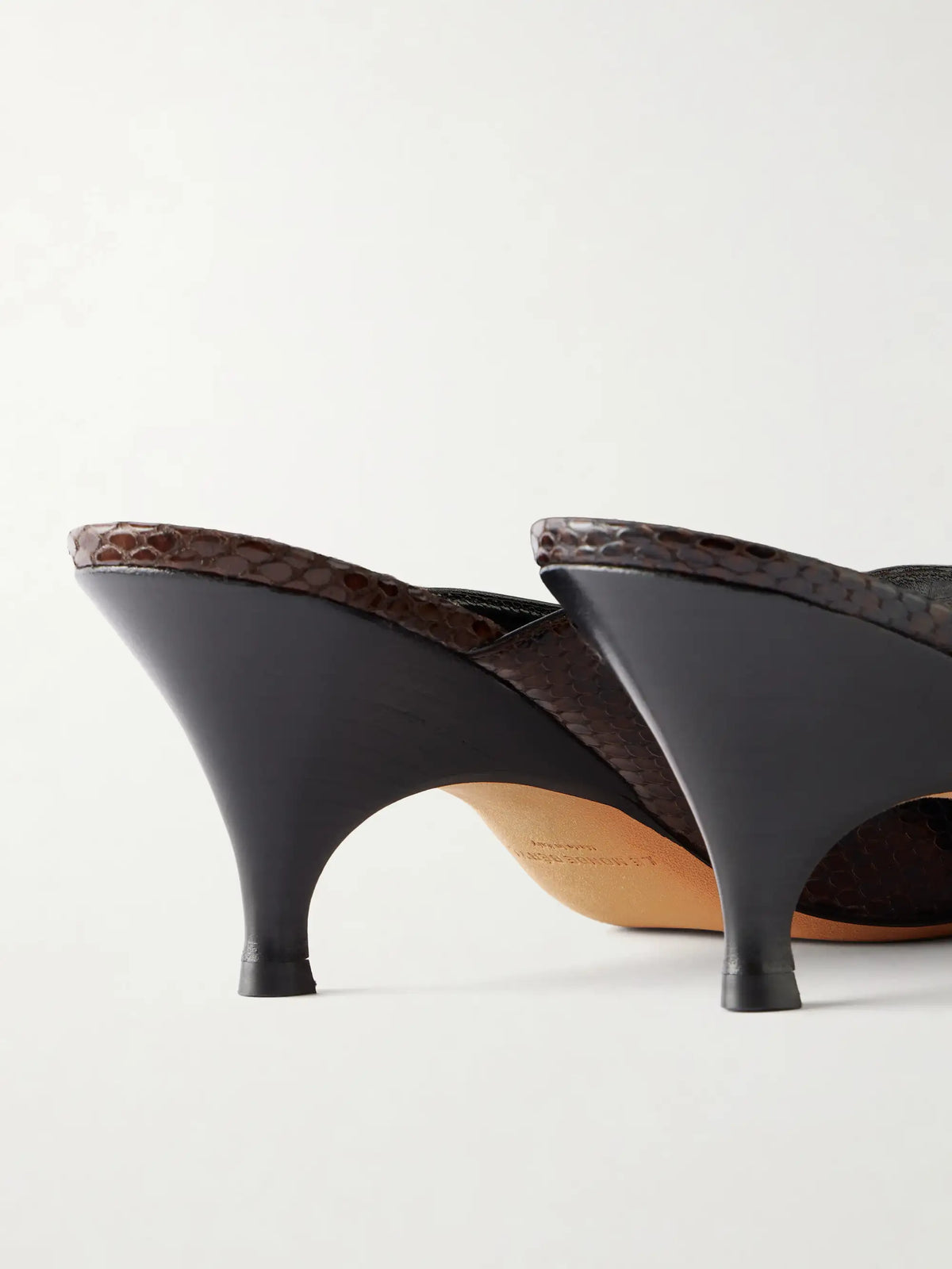 Petra 70 Snake-effect Leather Mules