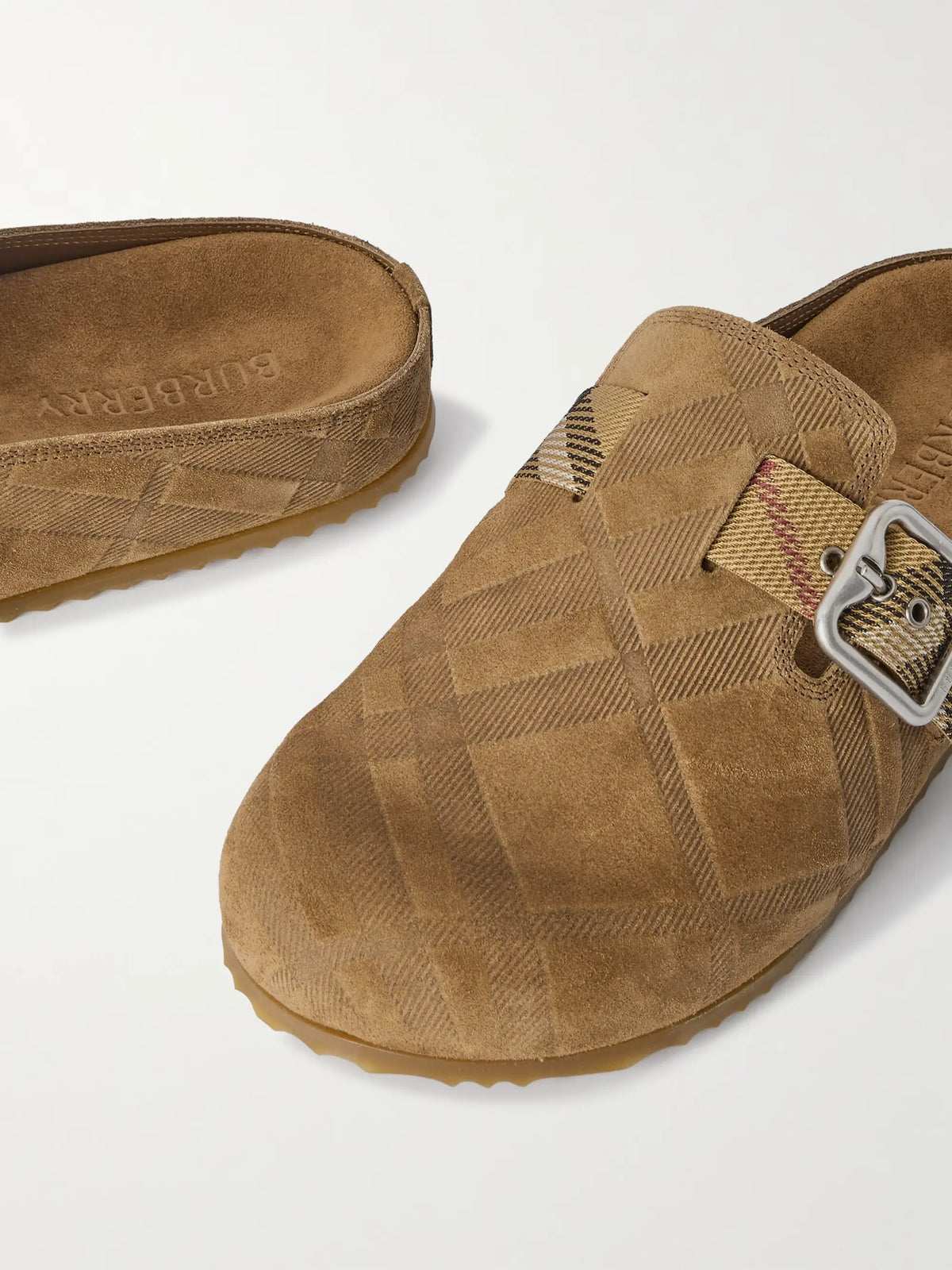 Urchin Canvas-jacquard Trimmed Textured-suede Clogs