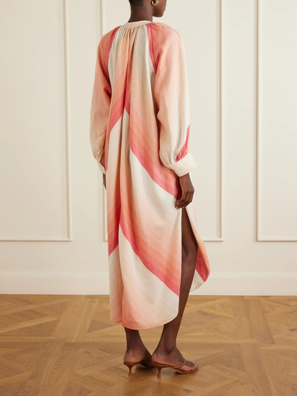 Marrakshi Life The Smock Striped Cotton Midi Dress
