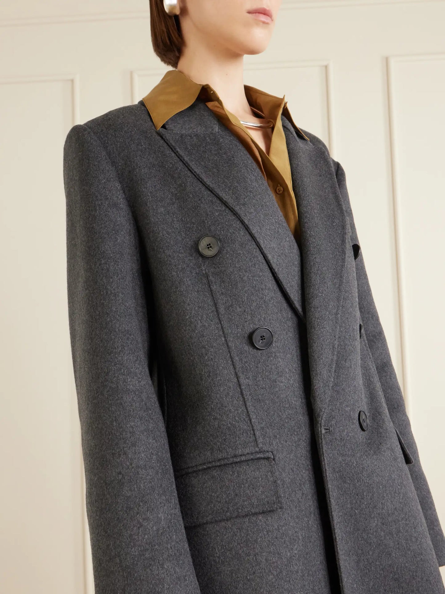 Double-breasted Wool-blend Long Coat