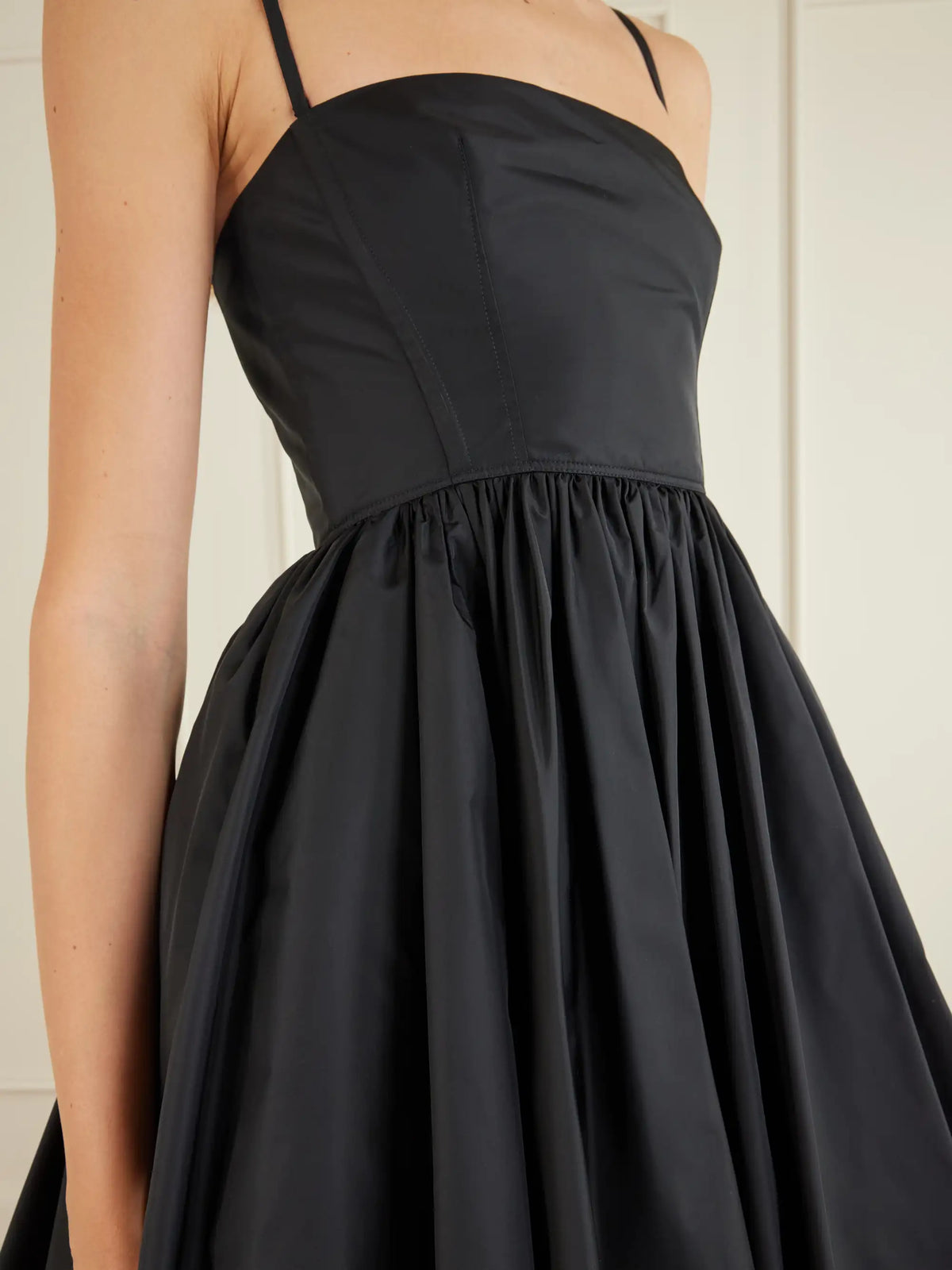 Pleated Taffeta Bustier Mini Dress