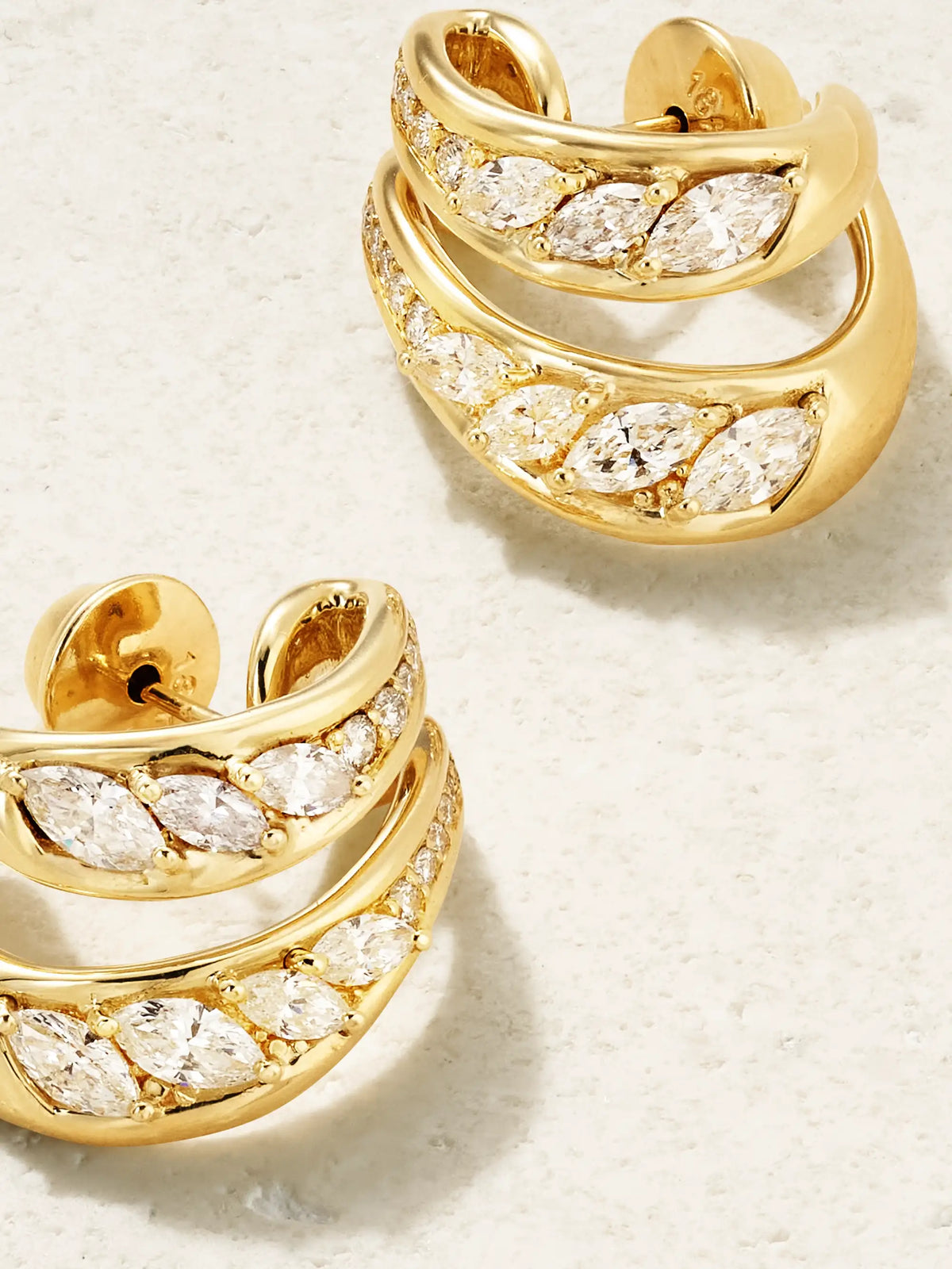 Stream Double 18-karat Gold Diamond Hoop Earrings