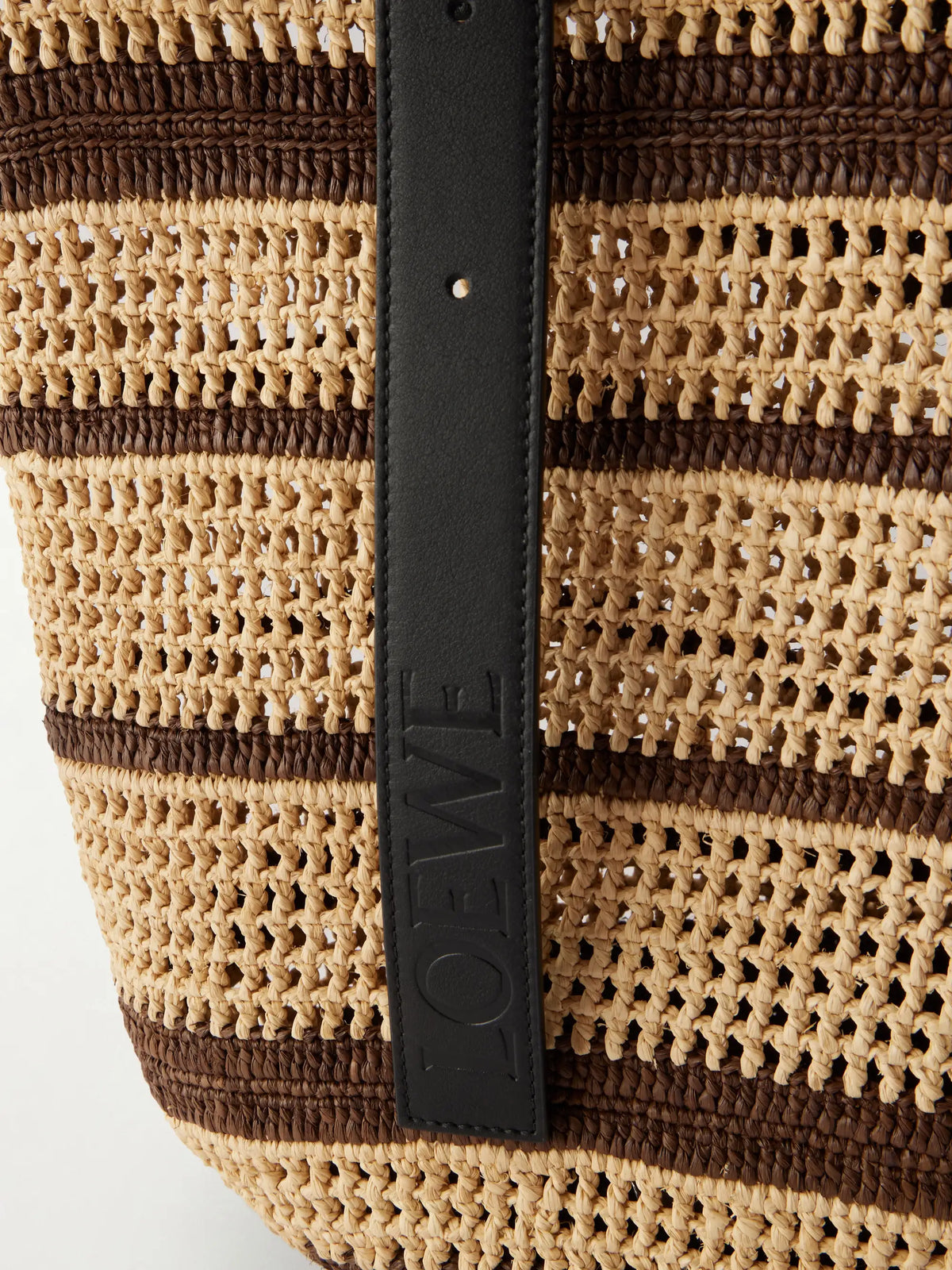 + Paula's Ibiza Loop Basket Leather-trimmed Raffia Tote