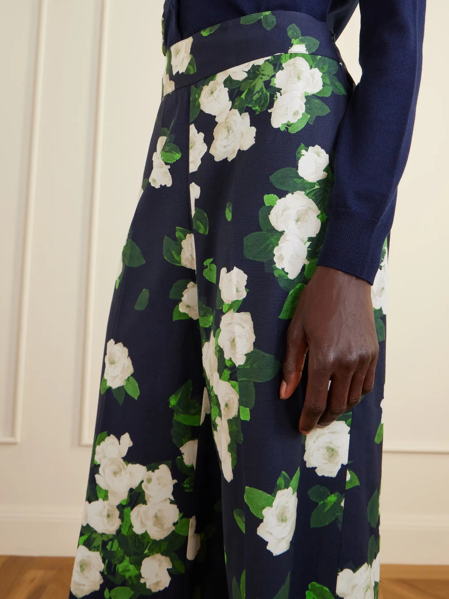 Diane Floral-print High-rise Cotton-blend Wide-leg Pants