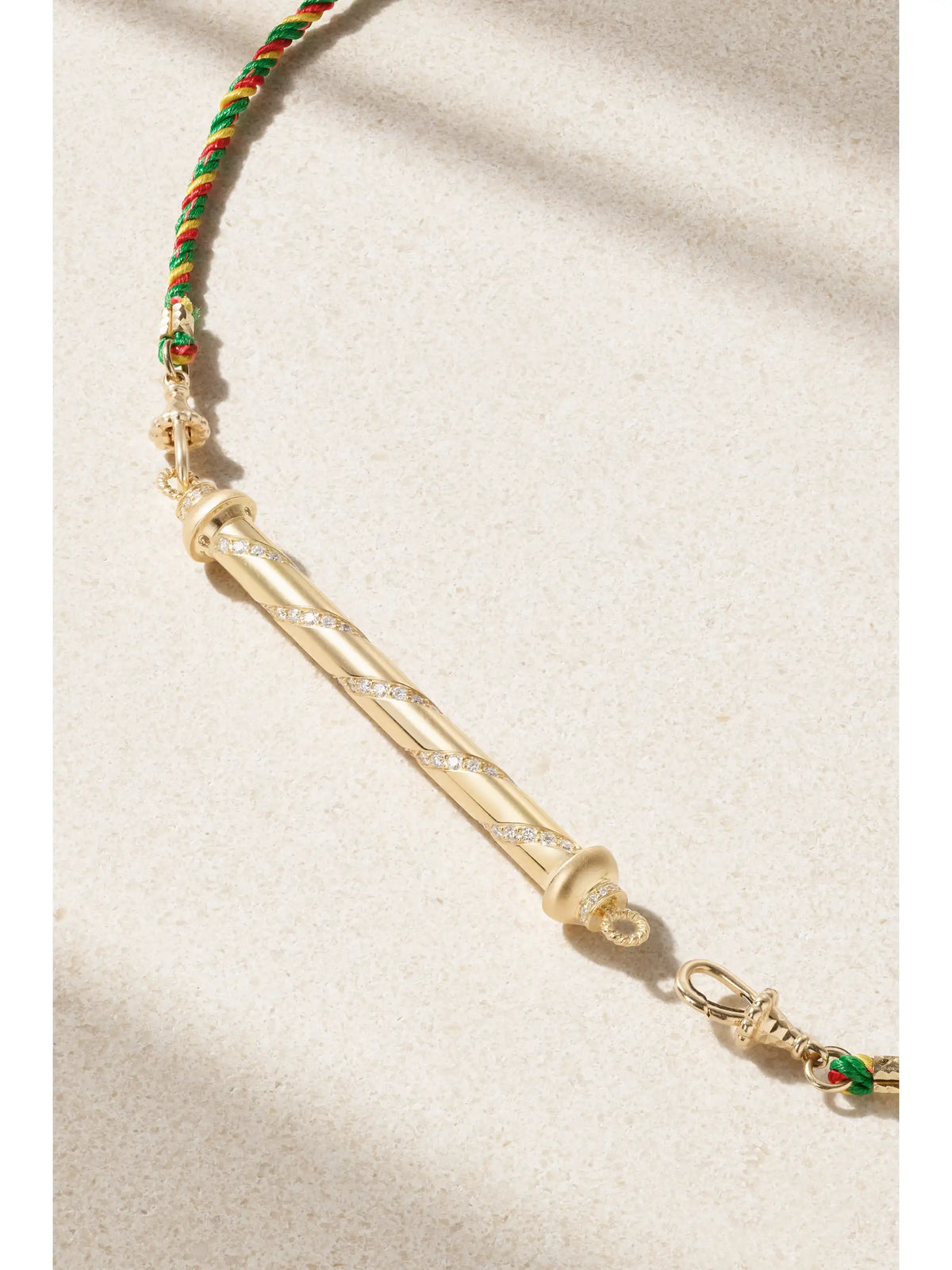 Candy Cane 18-karat Gold, Cord, Pearl And Diamond Necklace