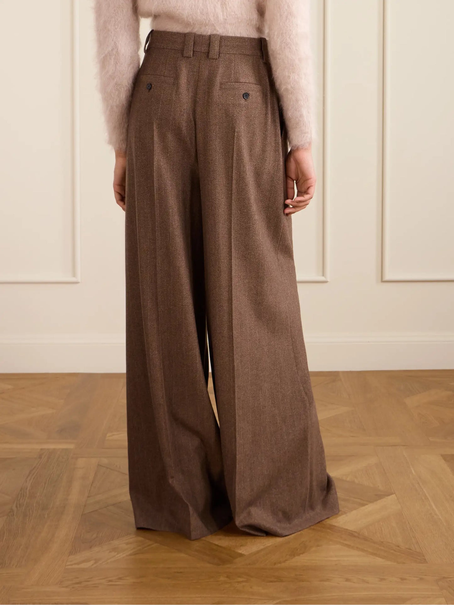 Pleated Pinstriped Wool And Cashmere-blend Wide-leg Pants