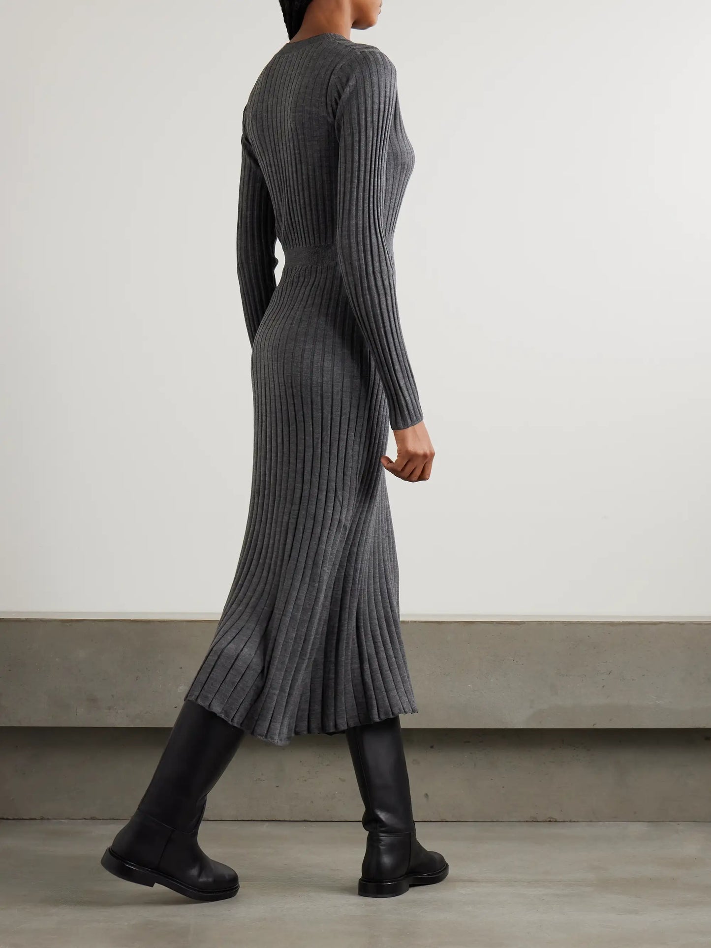 Ribbed Wool Midi Dress