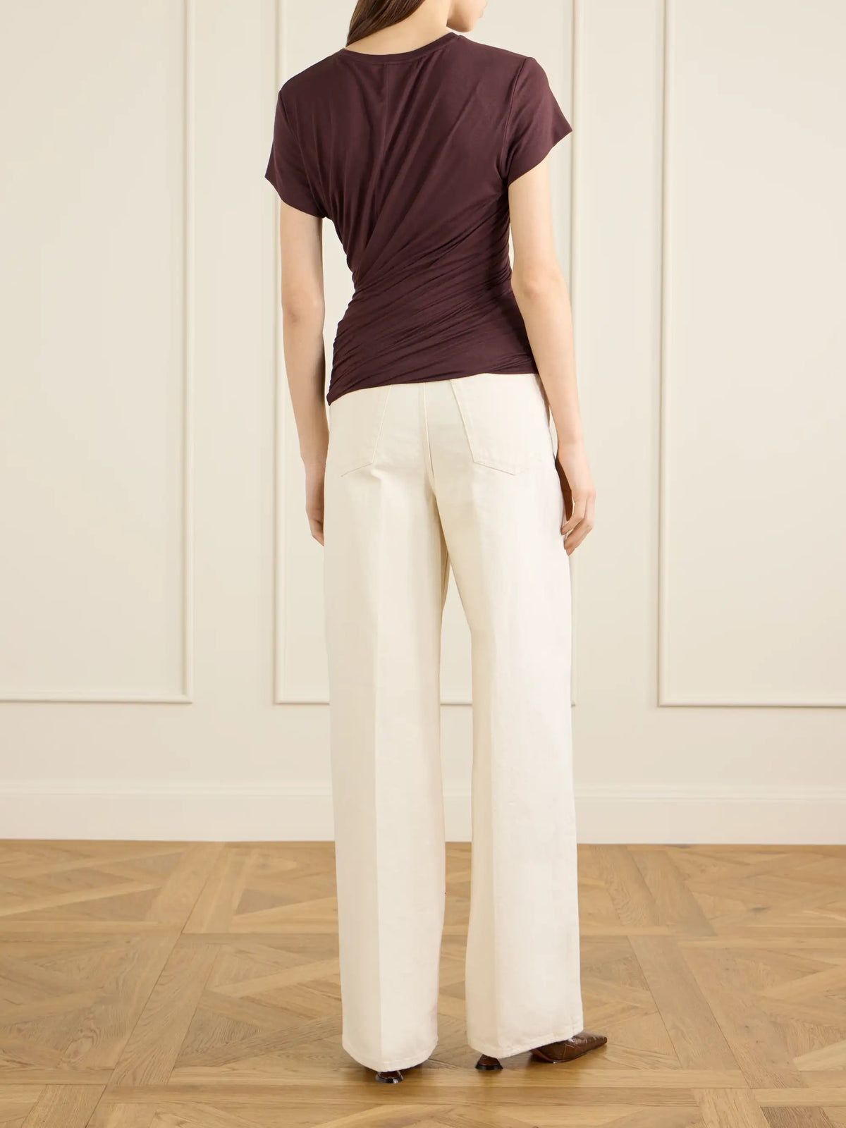 Gathered Cotton-blend T-shirt
