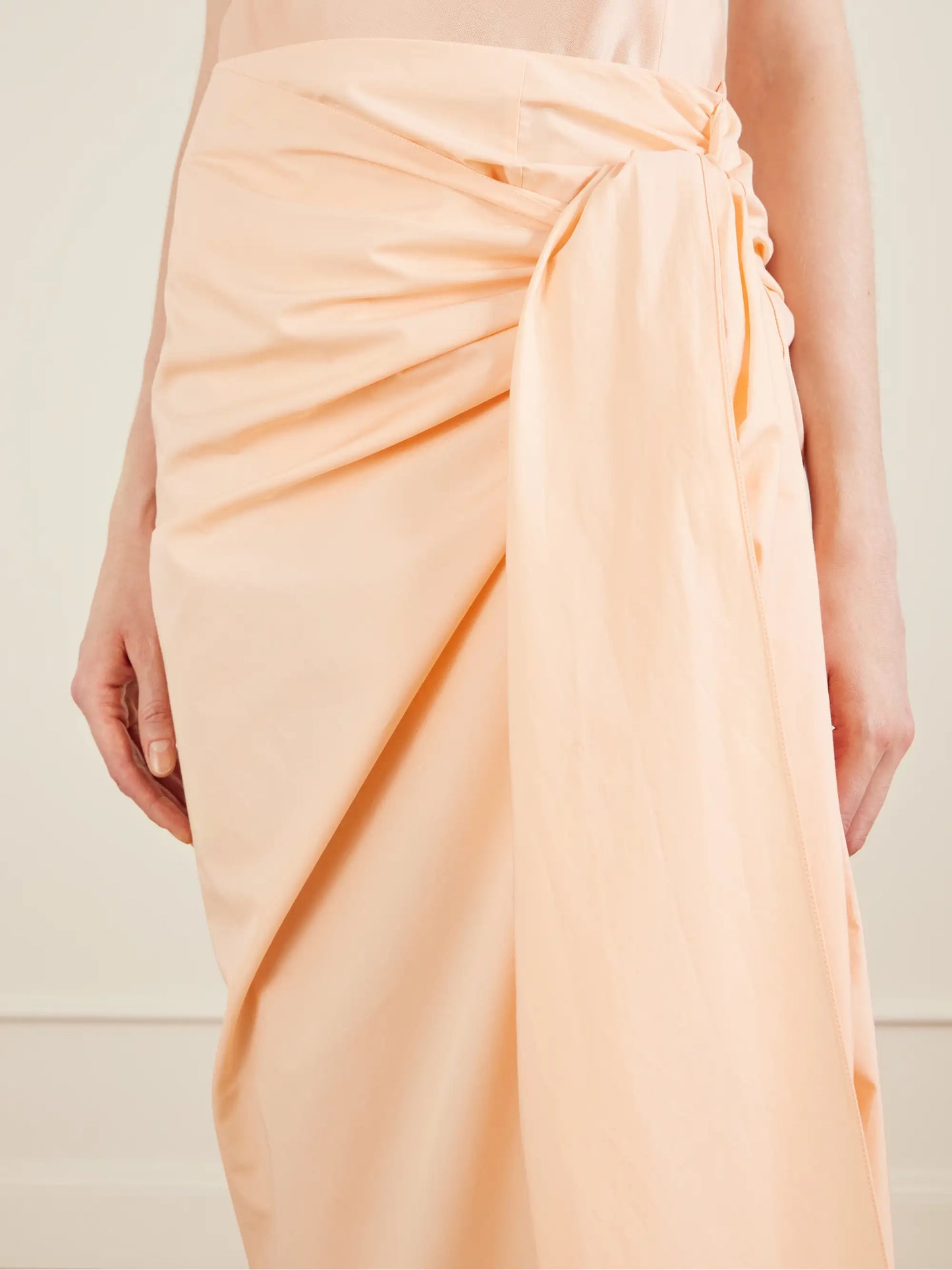 Shay Tie-detailed Draped Cotton-poplin Wrap Midi Skirt