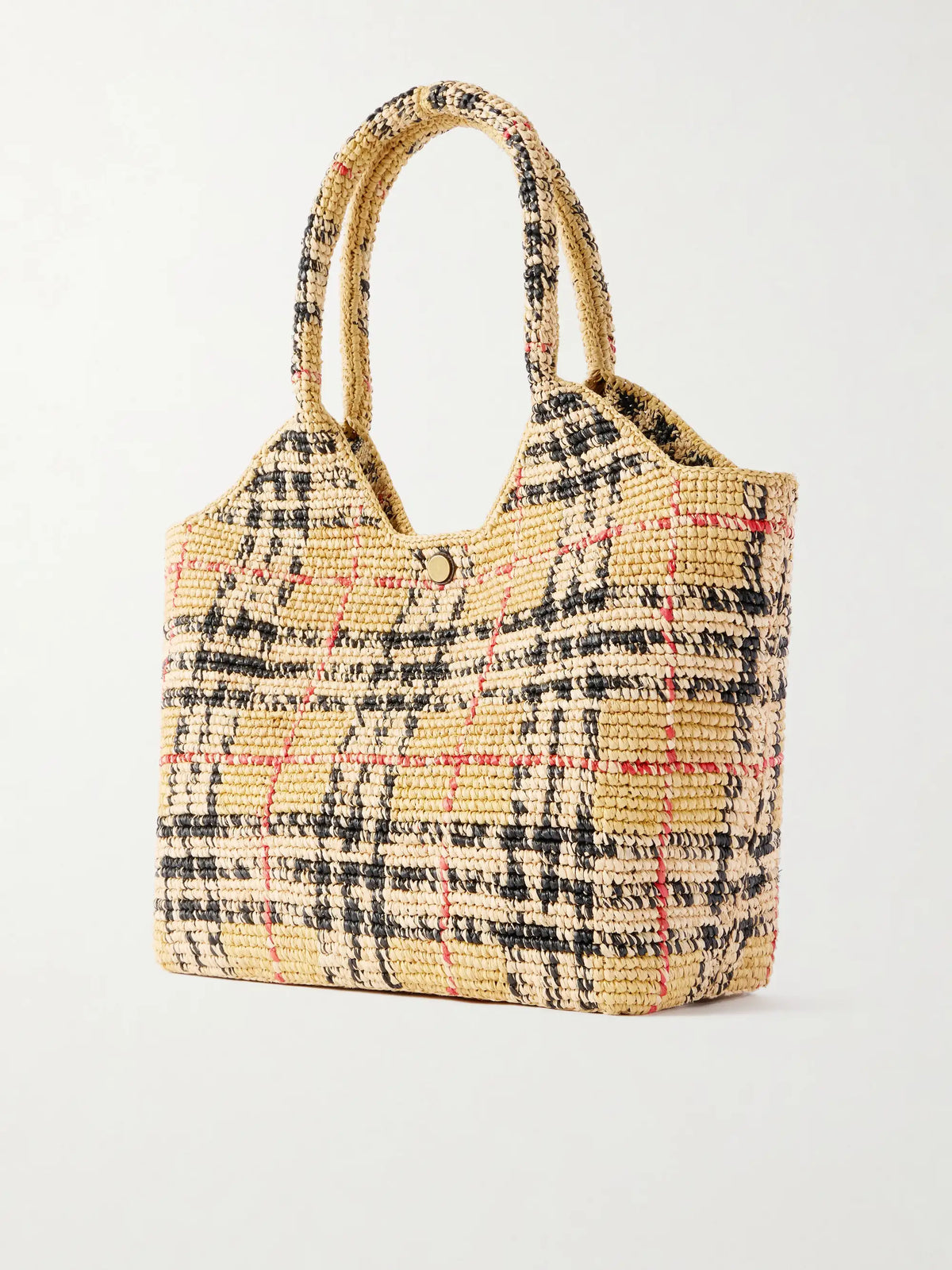 Margate Checked Woven Raffia Tote