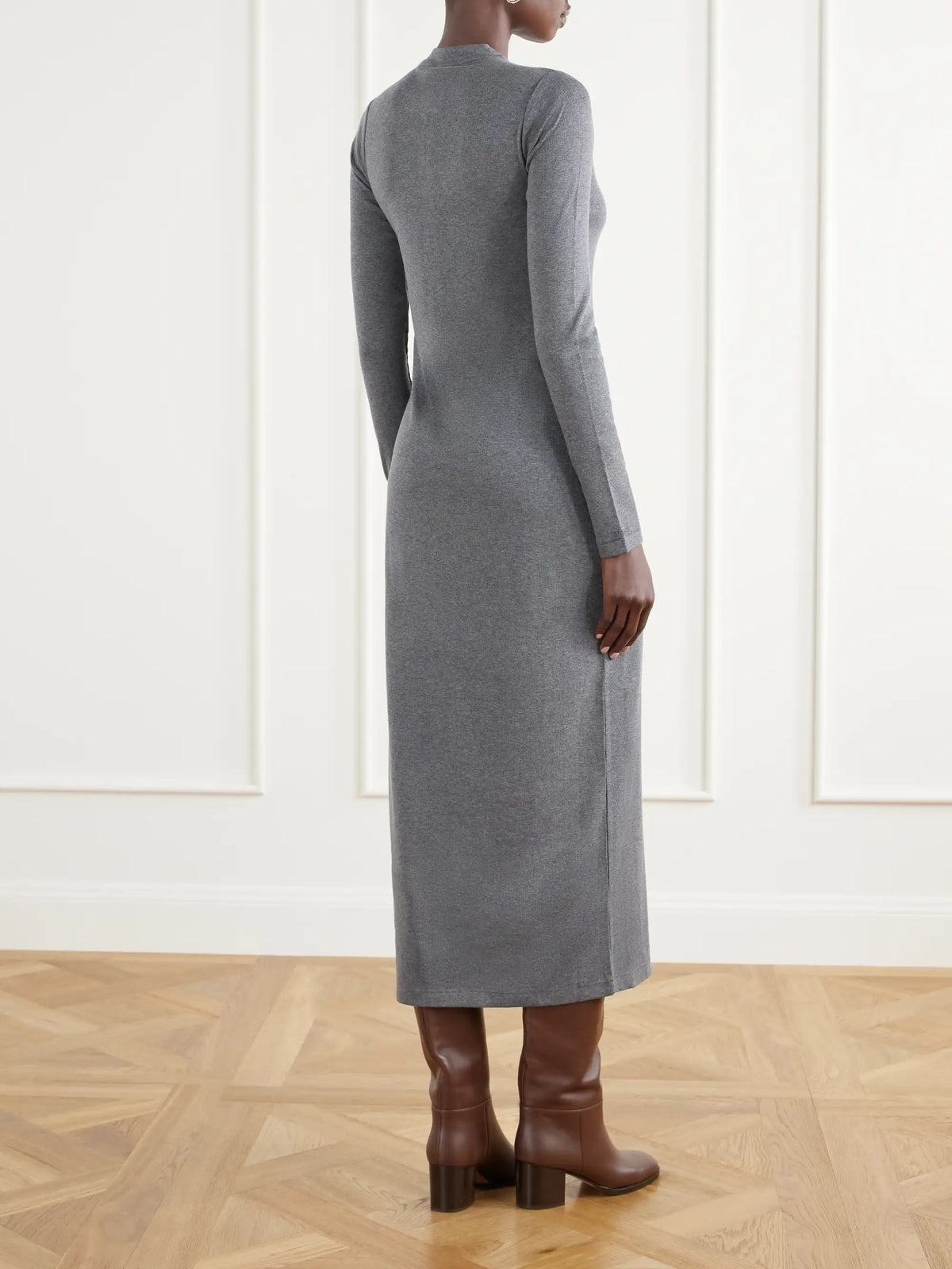 Polo Ralph Lauren Ribbed Lyocell-blend Jersey Henley Midi Dress