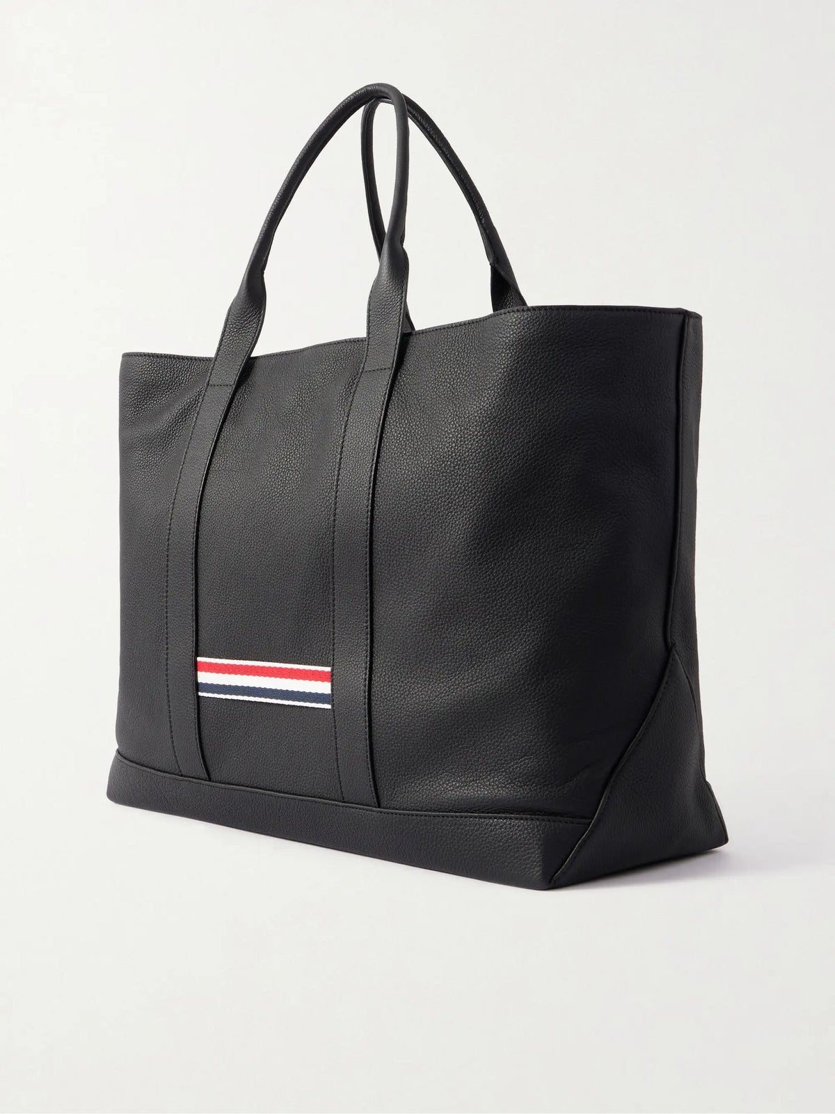 Thom Browne Tool Striped Grosgrain-trimmed Full-grain Leather Tote