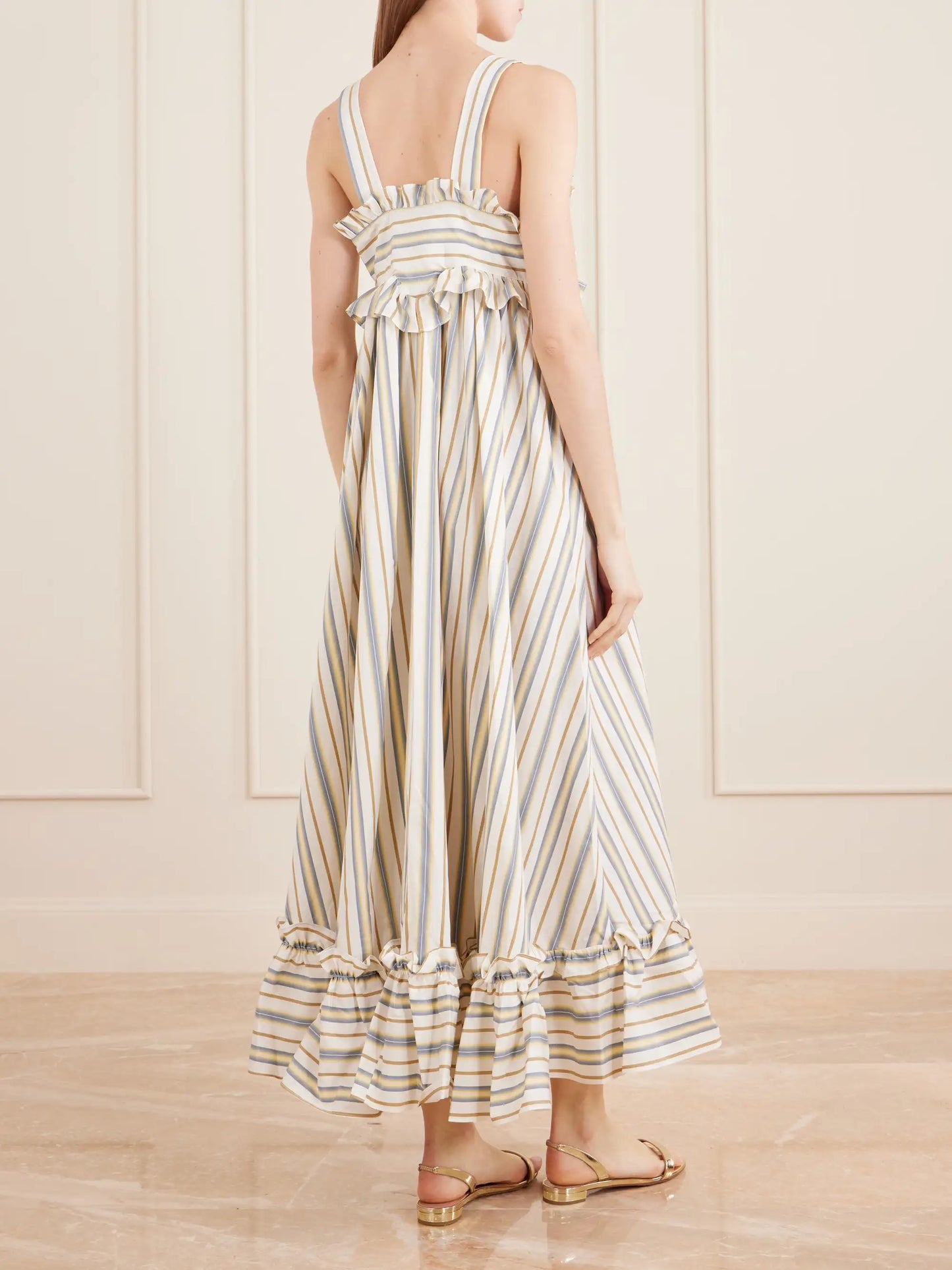 Valentina Striped Cotton Maxi Dress