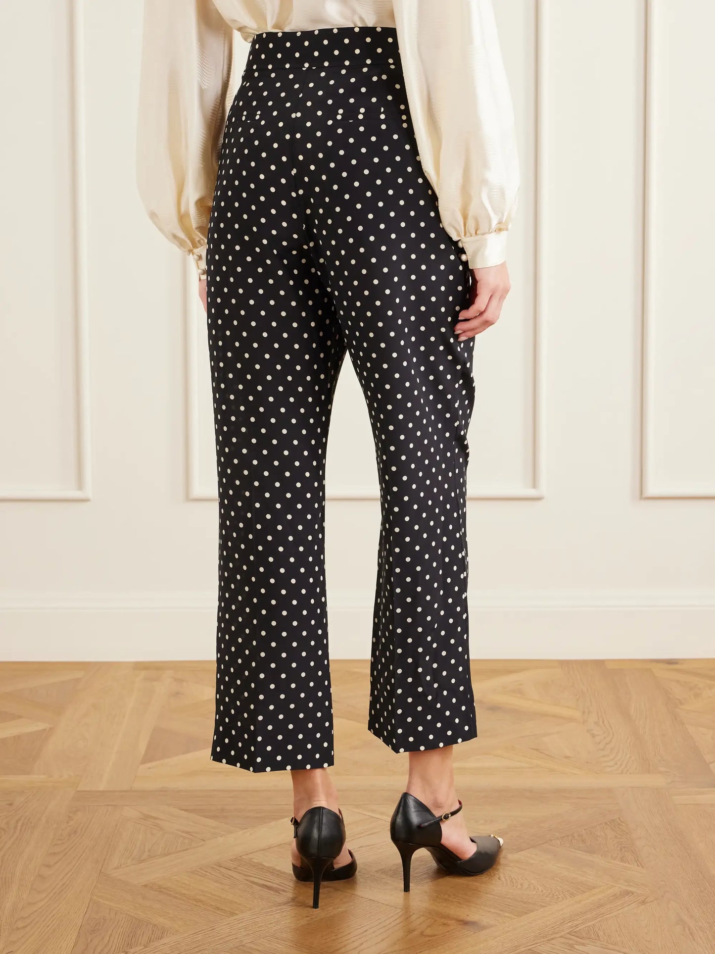 Polka-dot Silk Crepe De Chine Wide-leg Pants