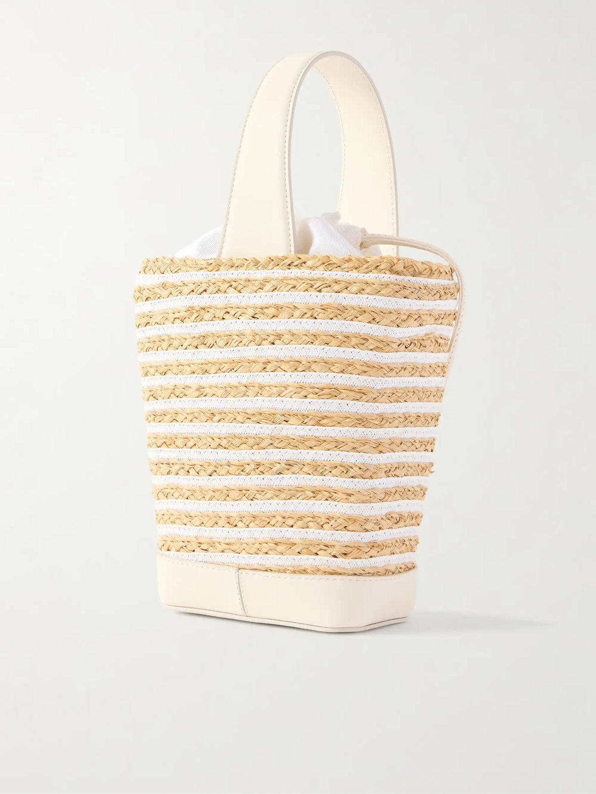 Viv' Skate Embellished Leather-trimmed Striped Woven Raffia Clutch