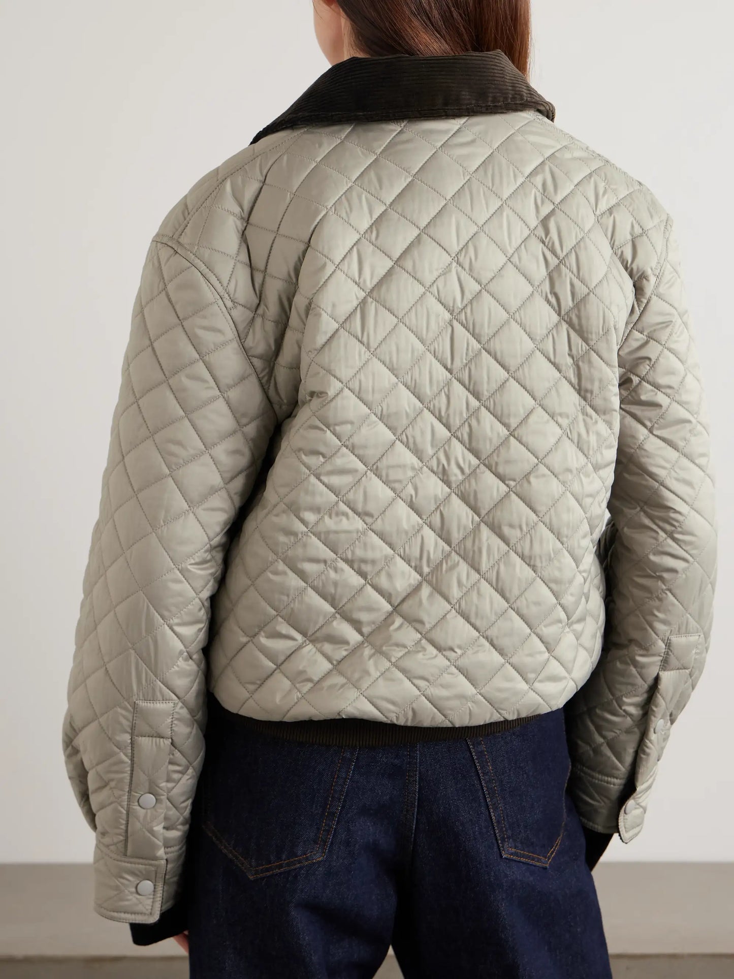 Corduroy- And Leather-trimmed Quilted Shell Jacket