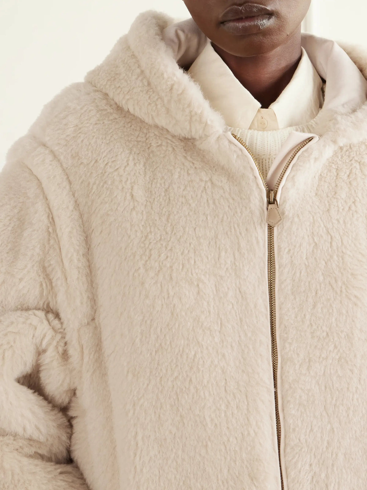 Max Mara Spadino Teddy Hooded Alpaca, Wool And Silk-blend Coat