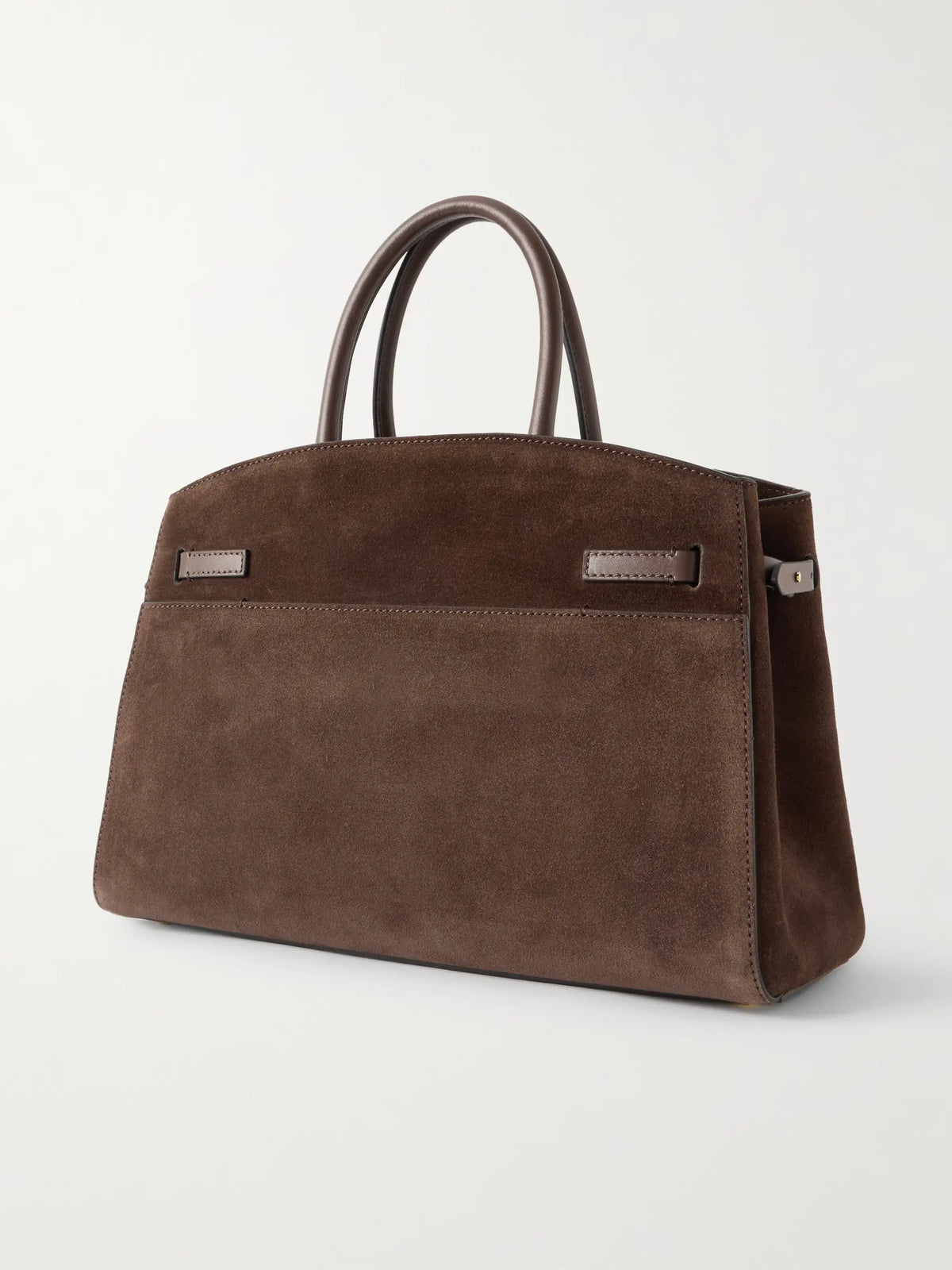 The Hudson Midi Leather-trimmed Suede Tote
