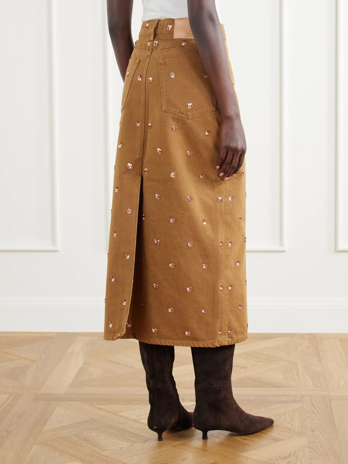 Ulla Johnson The Verona Sequin-embellished Denim Midi Skirt