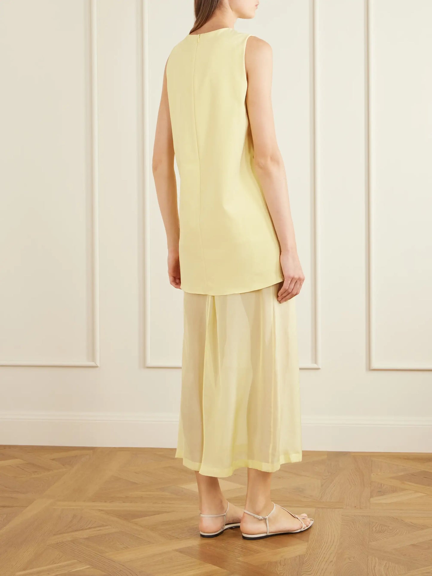 Crepe And Chiffon Maxi Dress