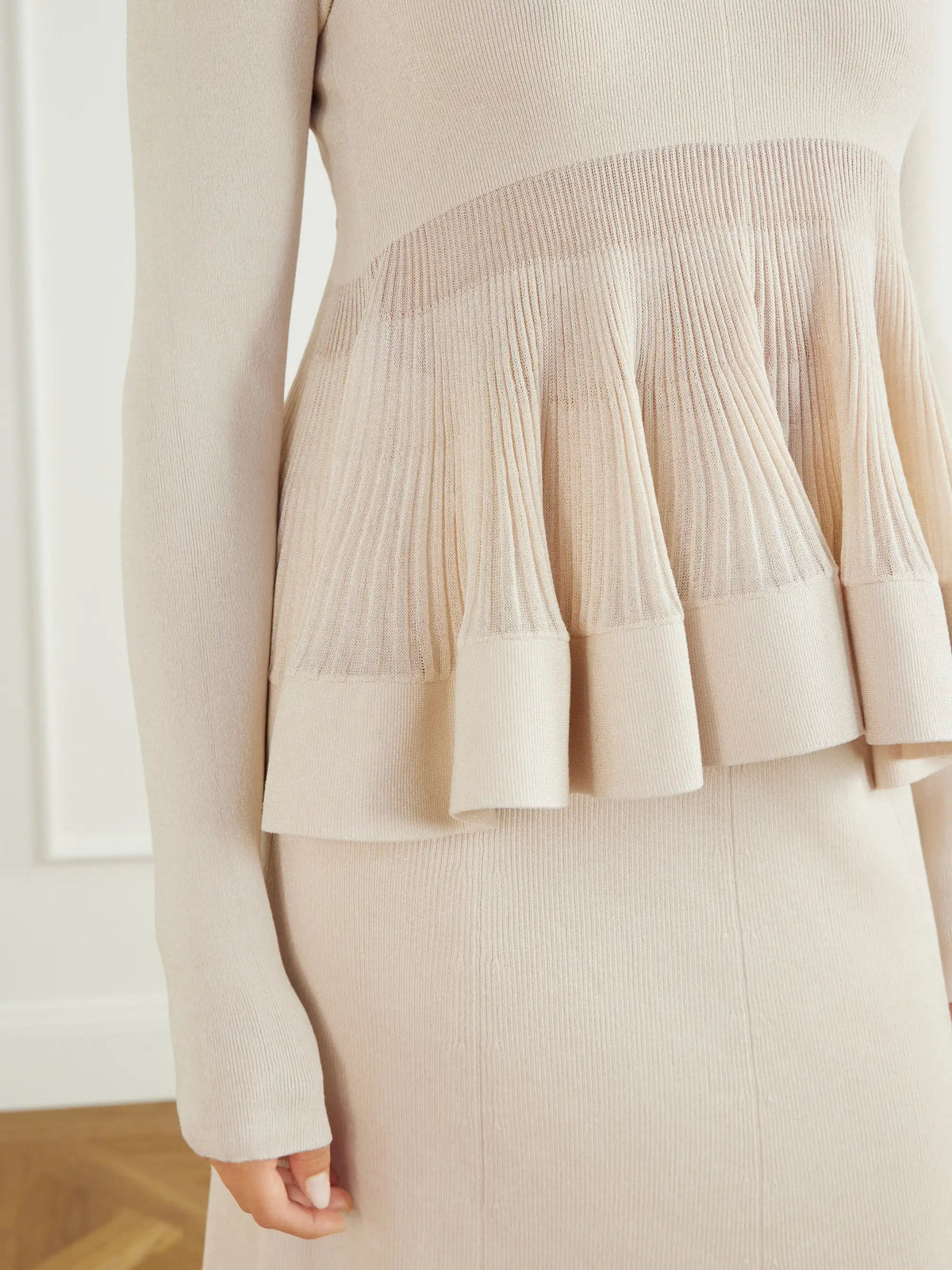 Zimmermann Clash Ruffled Metallic Jersey Blouse