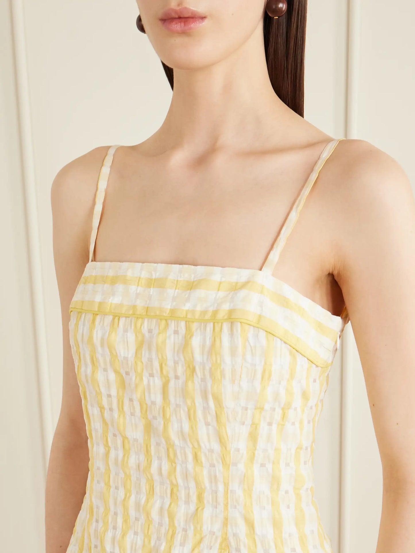 Drop Me A Note Striped Seersucker Midi Dress