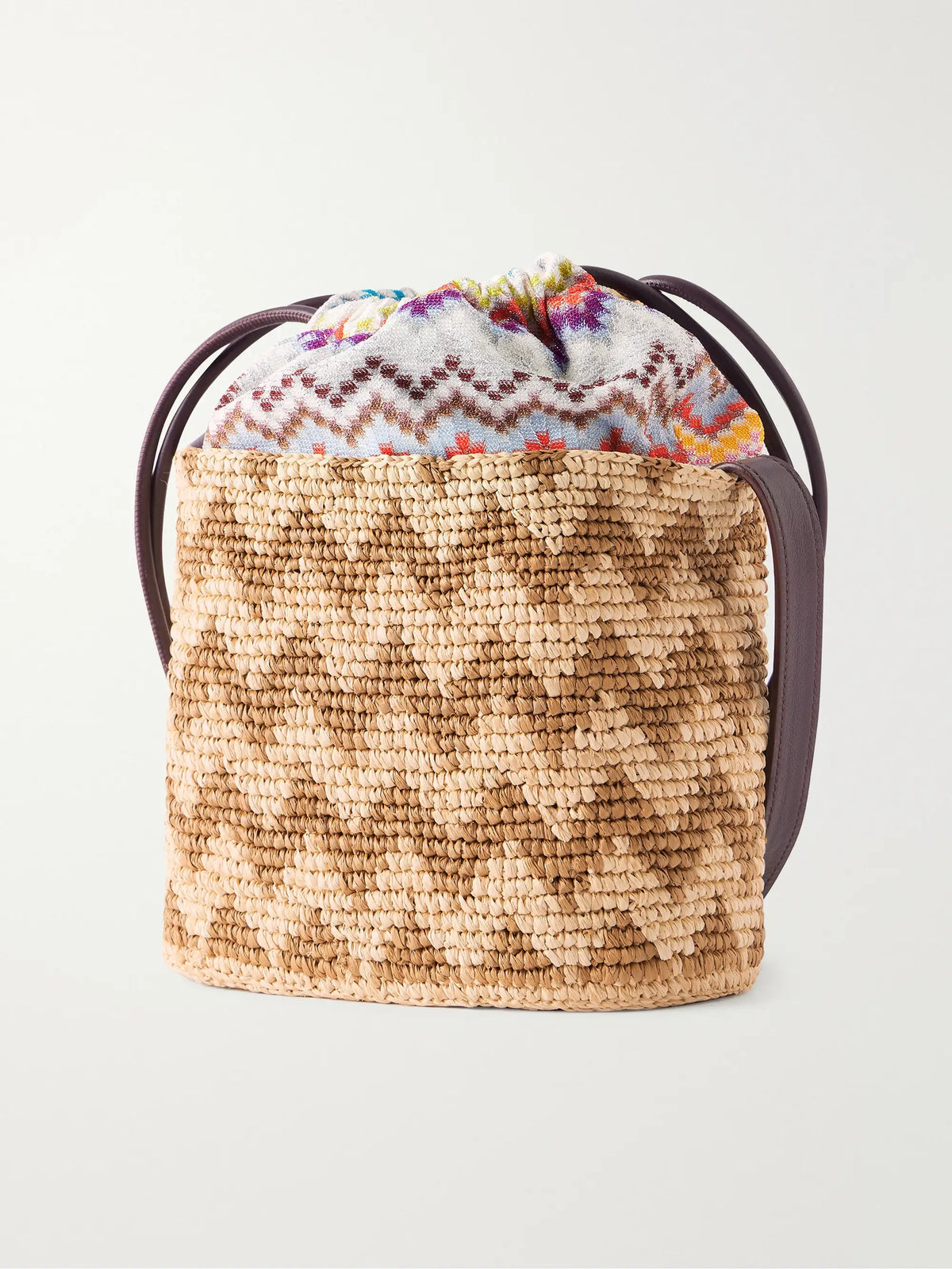 Small Striped Raffia Bucket Bag