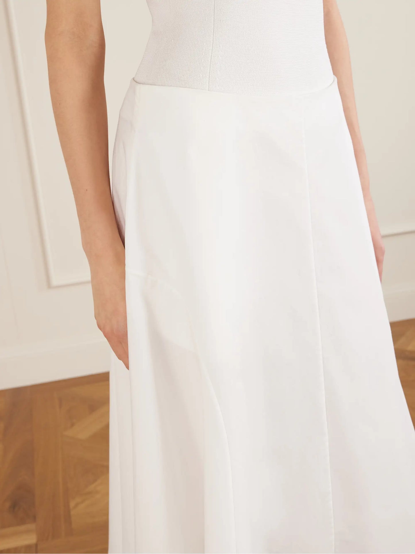 Artin Paneled Cotton-poplin Midi Skirt