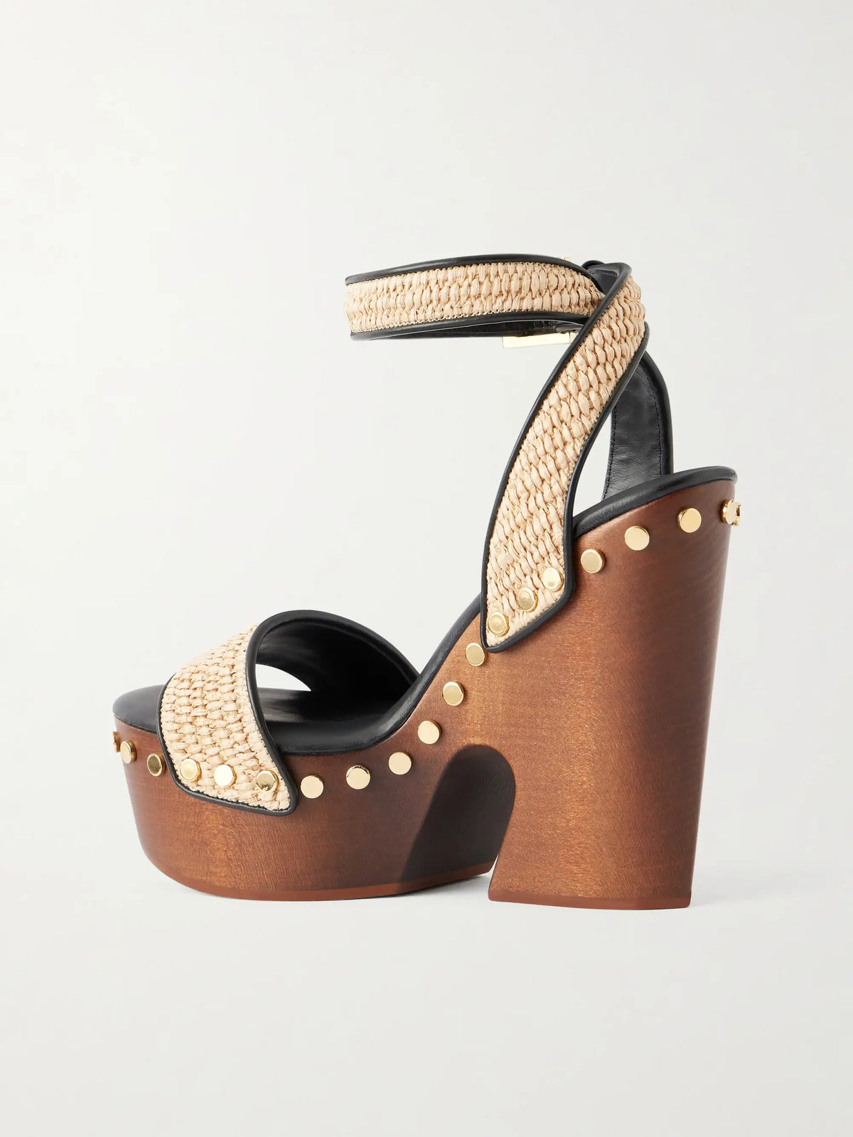 Studded Raffia Wedge Sandals