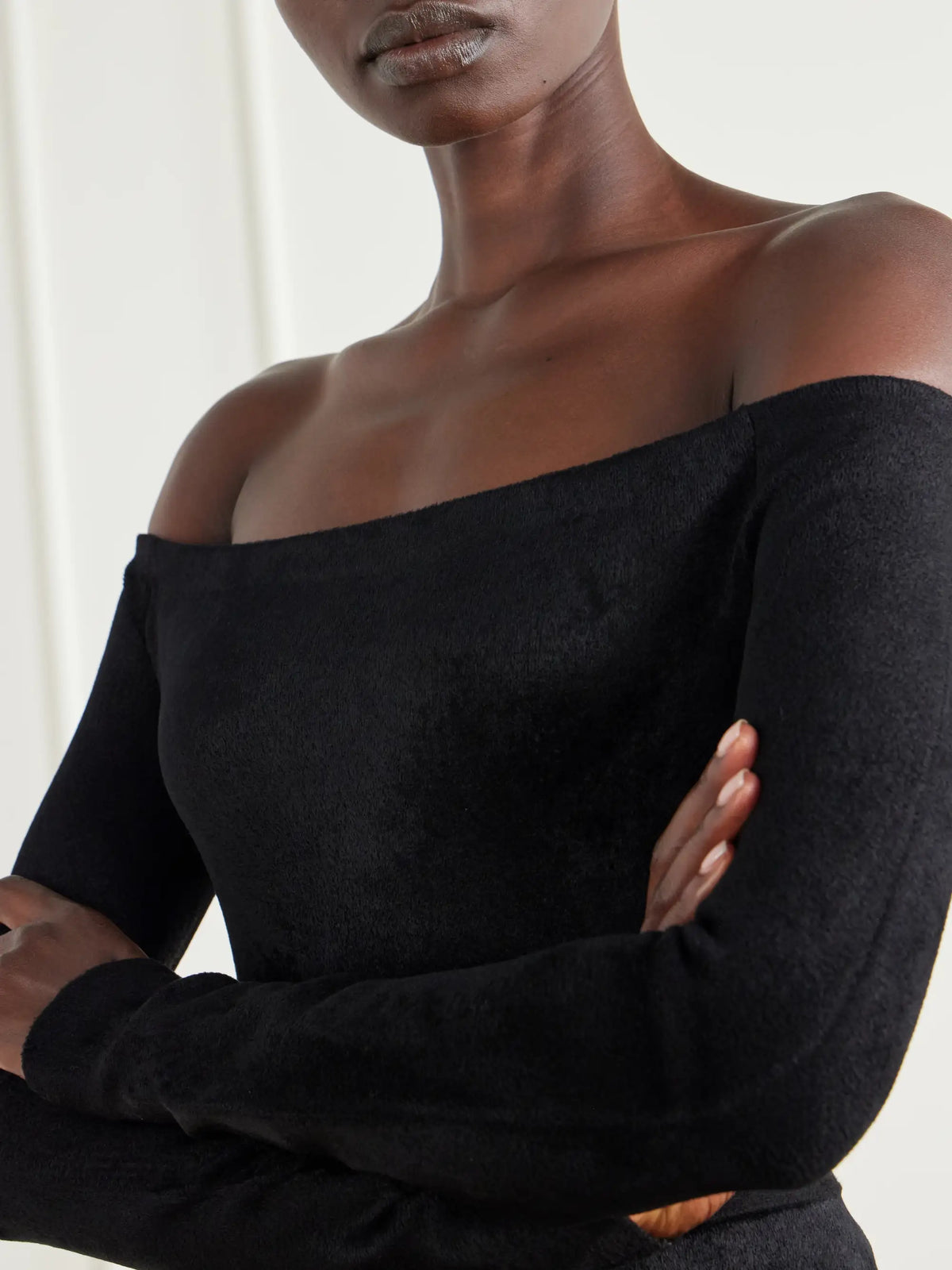 Alaïa Off-the-shoulder Velvet Bodysuit