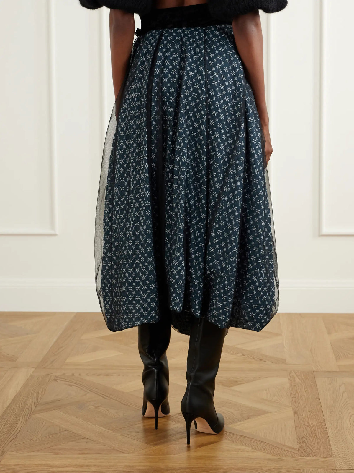 Pauline Dujancourt Eli Asymmetric Embroidered-chiffon Midi Skirt
