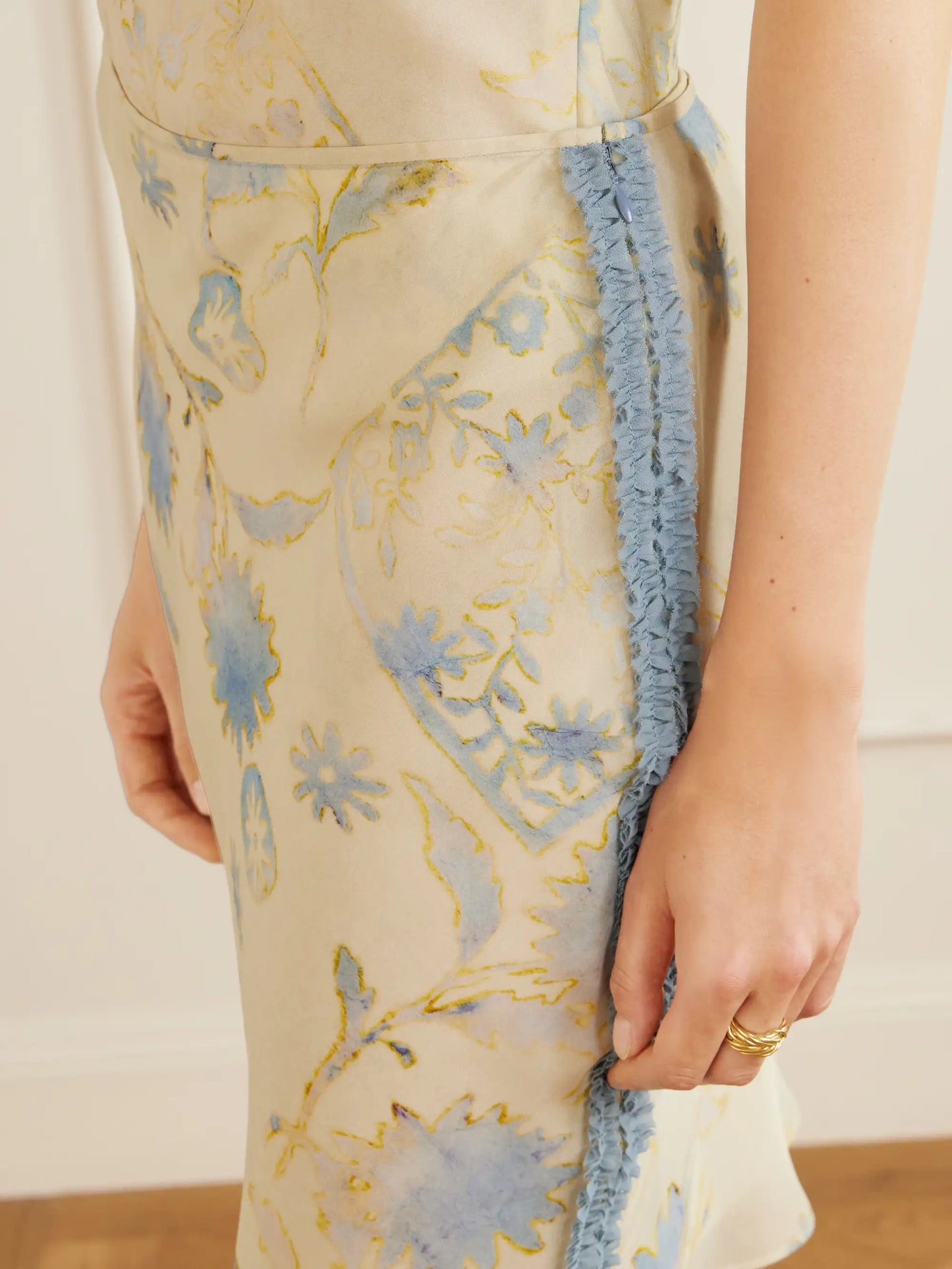 Cecile Ruffled Printed Chiffon Midi Skirt