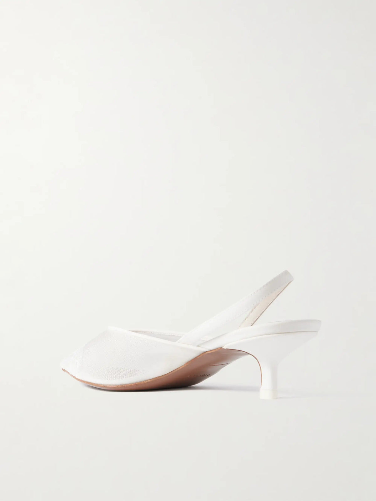Irena Satin And Lace-trimmed Mesh Slingback Pumps