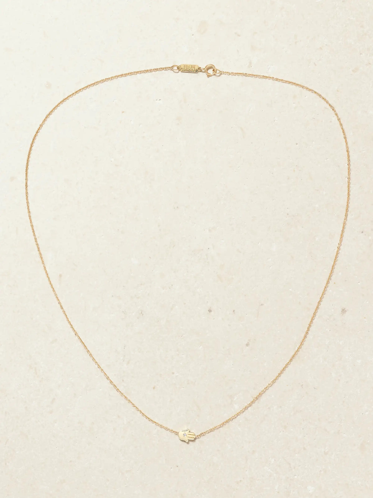 Mini Hamsa 18-karat Gold Diamond Necklace