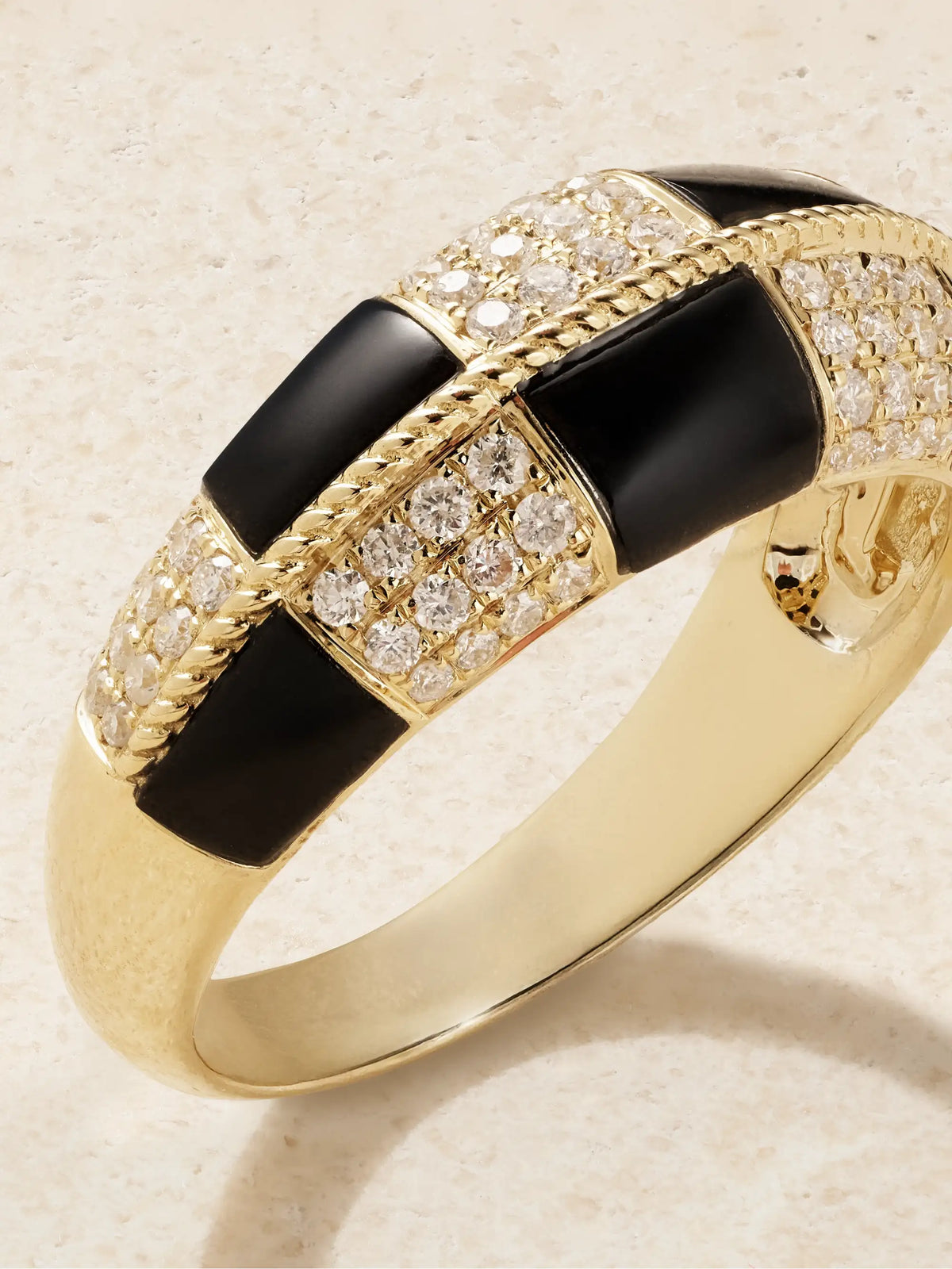 Alliance 9-karat Gold, Onyx And Diamond Ring