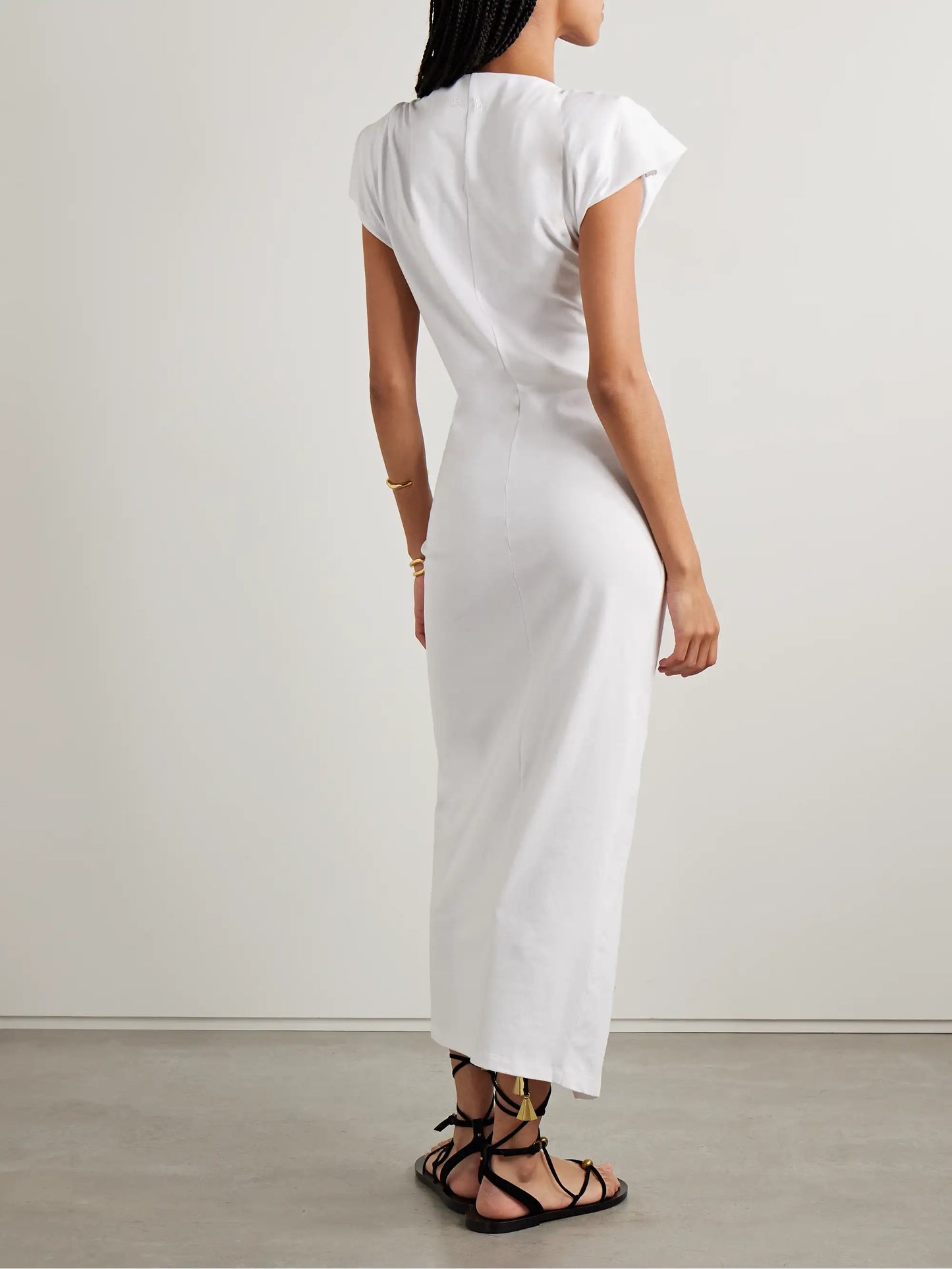 Nadela Asymmetric Gathered Cotton-jersey Maxi Dress