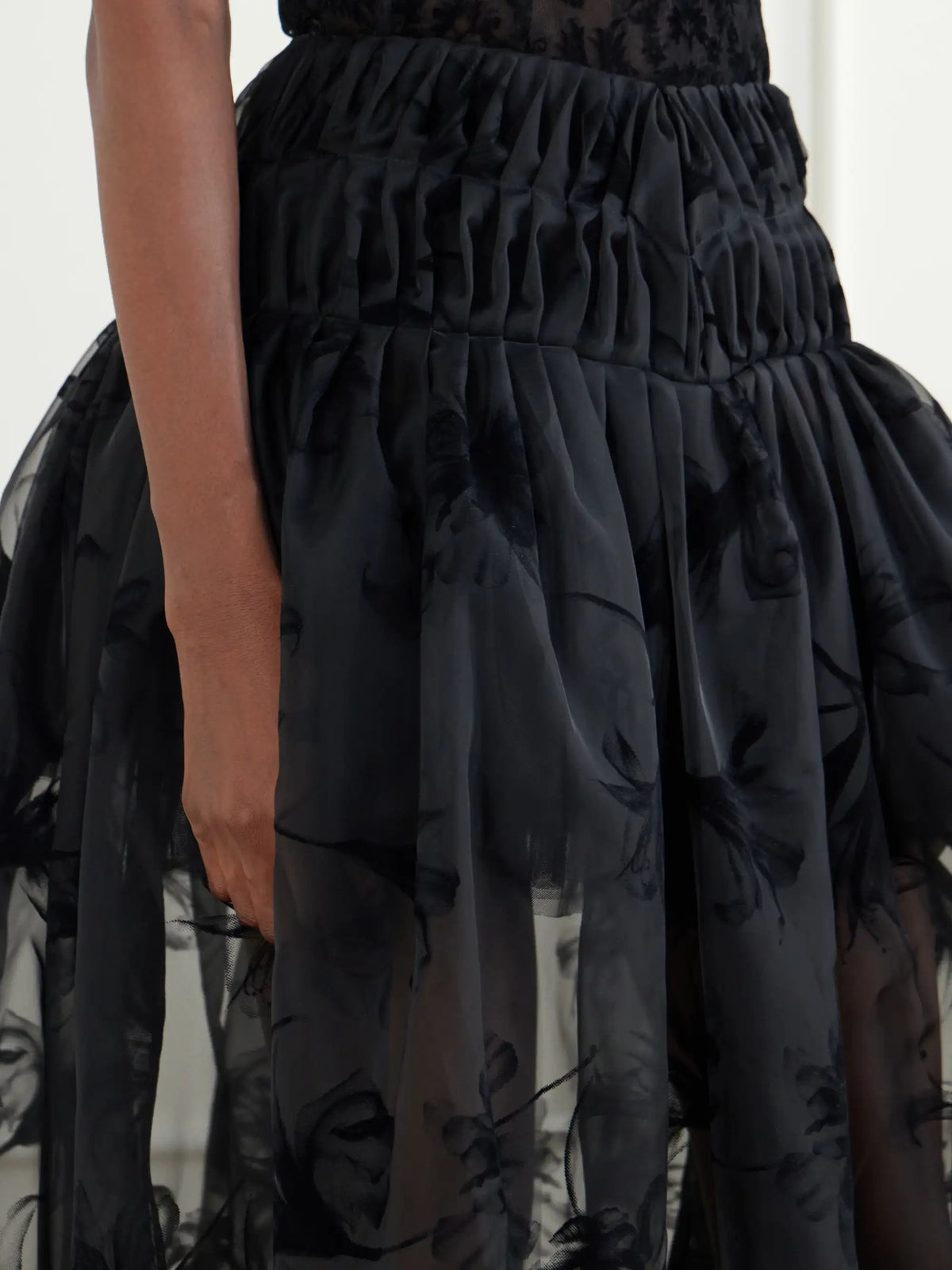 Pauline Dujancourt Rebecca Velvet-trimmed Organza Midi Skirt
