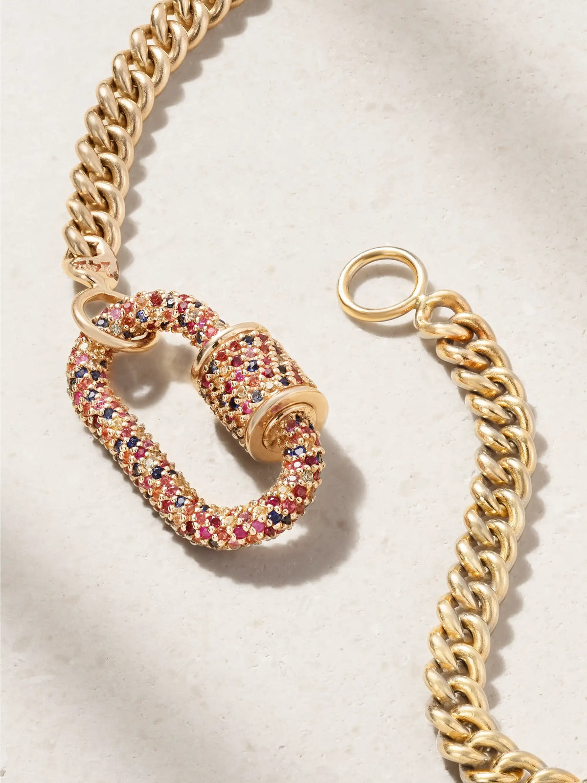 Allstone Lock 14-karat Gold Sapphire Necklace