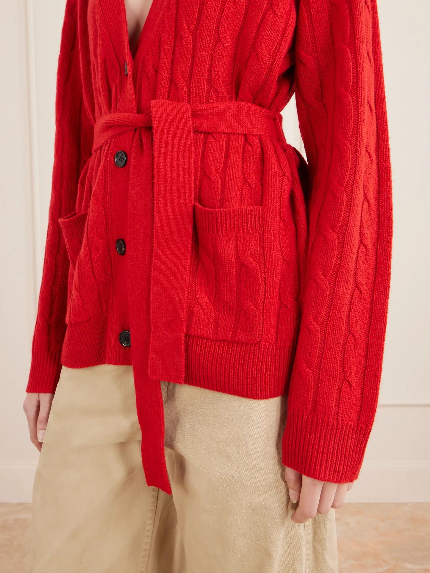 Tirza Belted Cable-knit Cashmere Cardigan