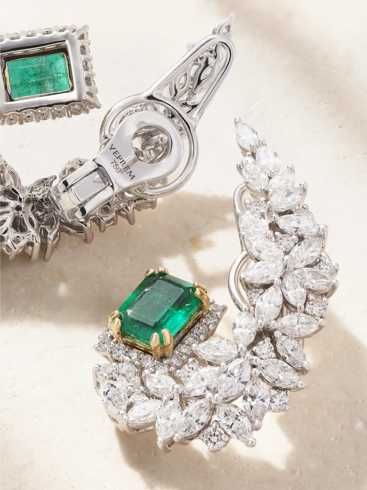 18-karat White And Yellow Gold, Emerald And Diamond Earrings