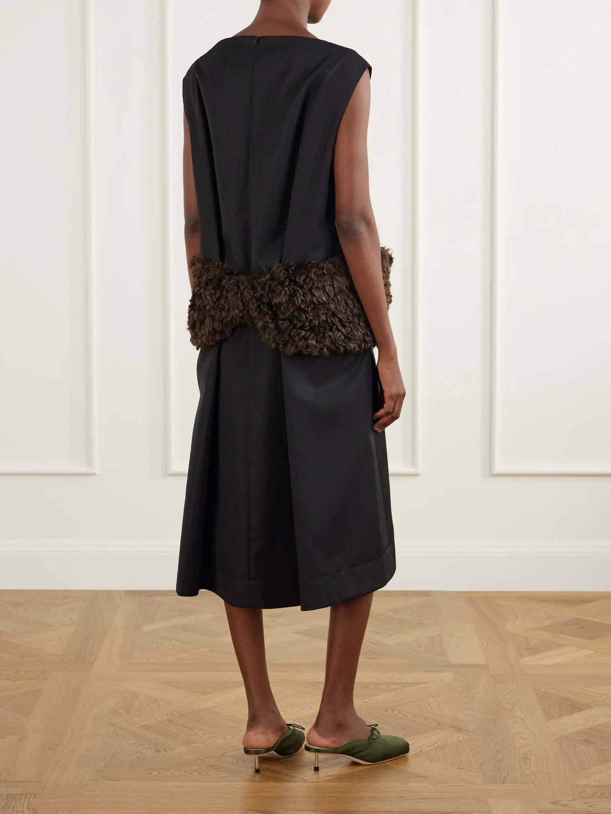 Simone Rocha Plush-trimmed Twill Midi Dress