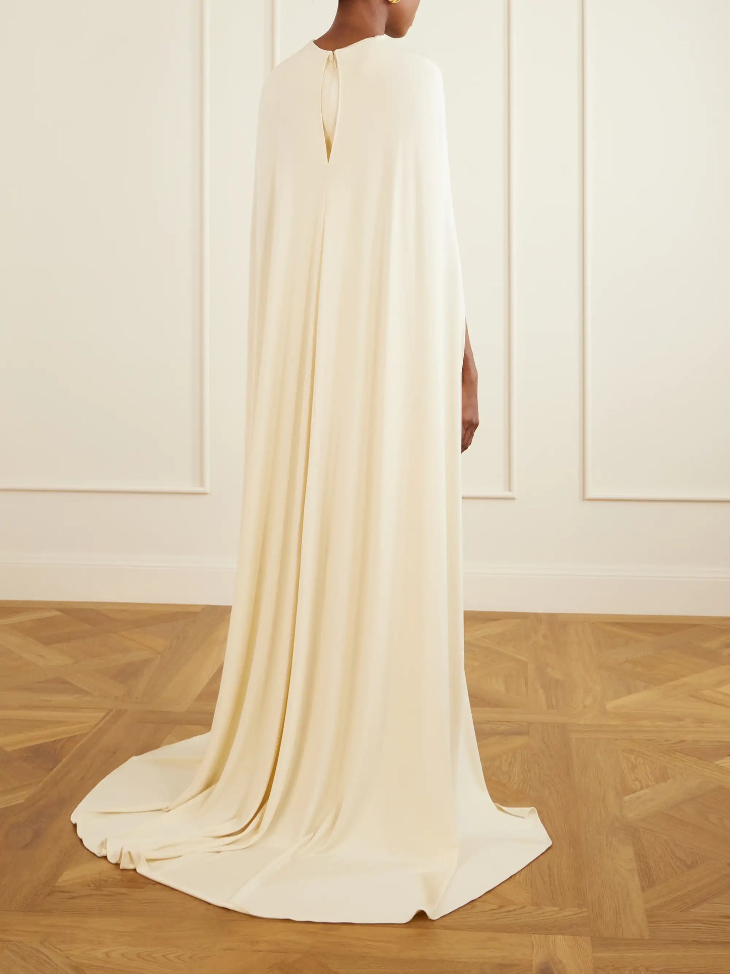 Cape-effect Gathered Jersey Gown