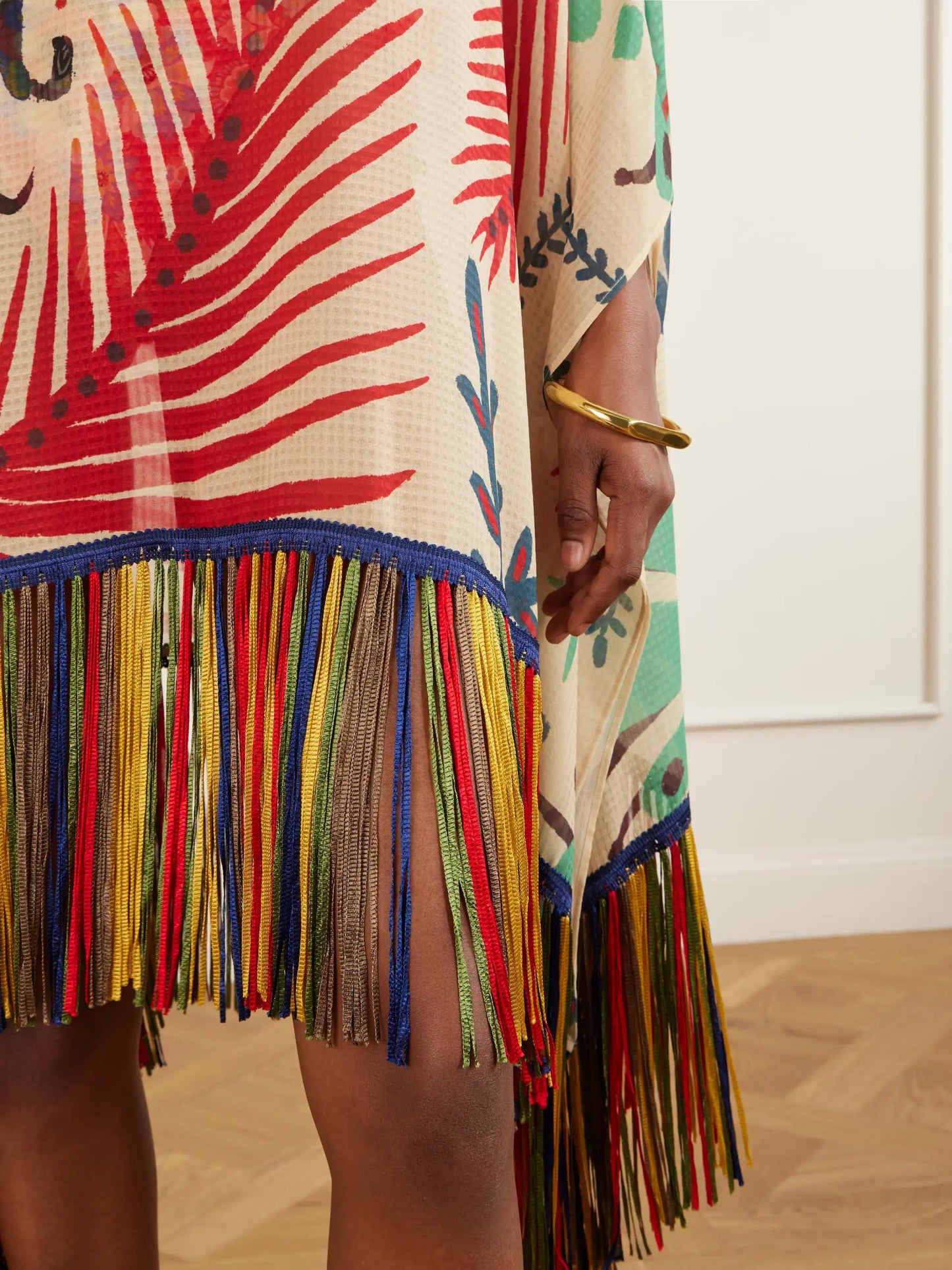 Woven Fringe Mini Dress