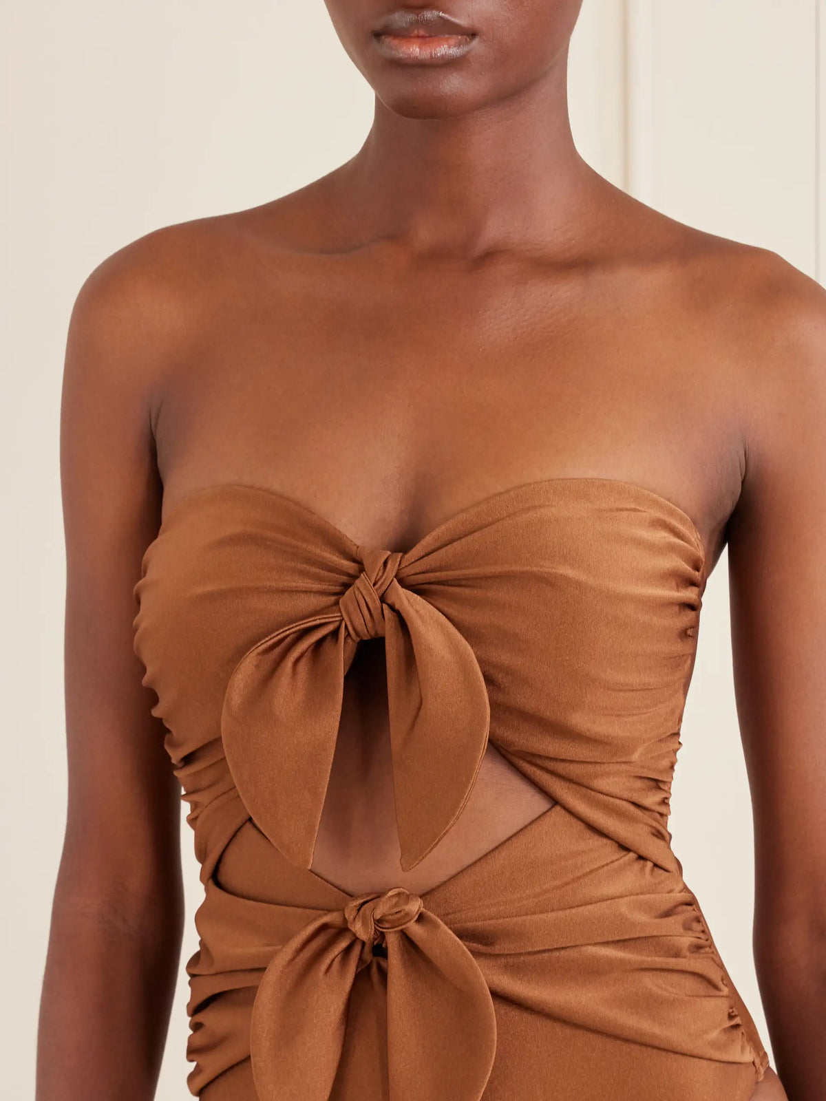 Aster Knot-detailed Gathered Swimsuit