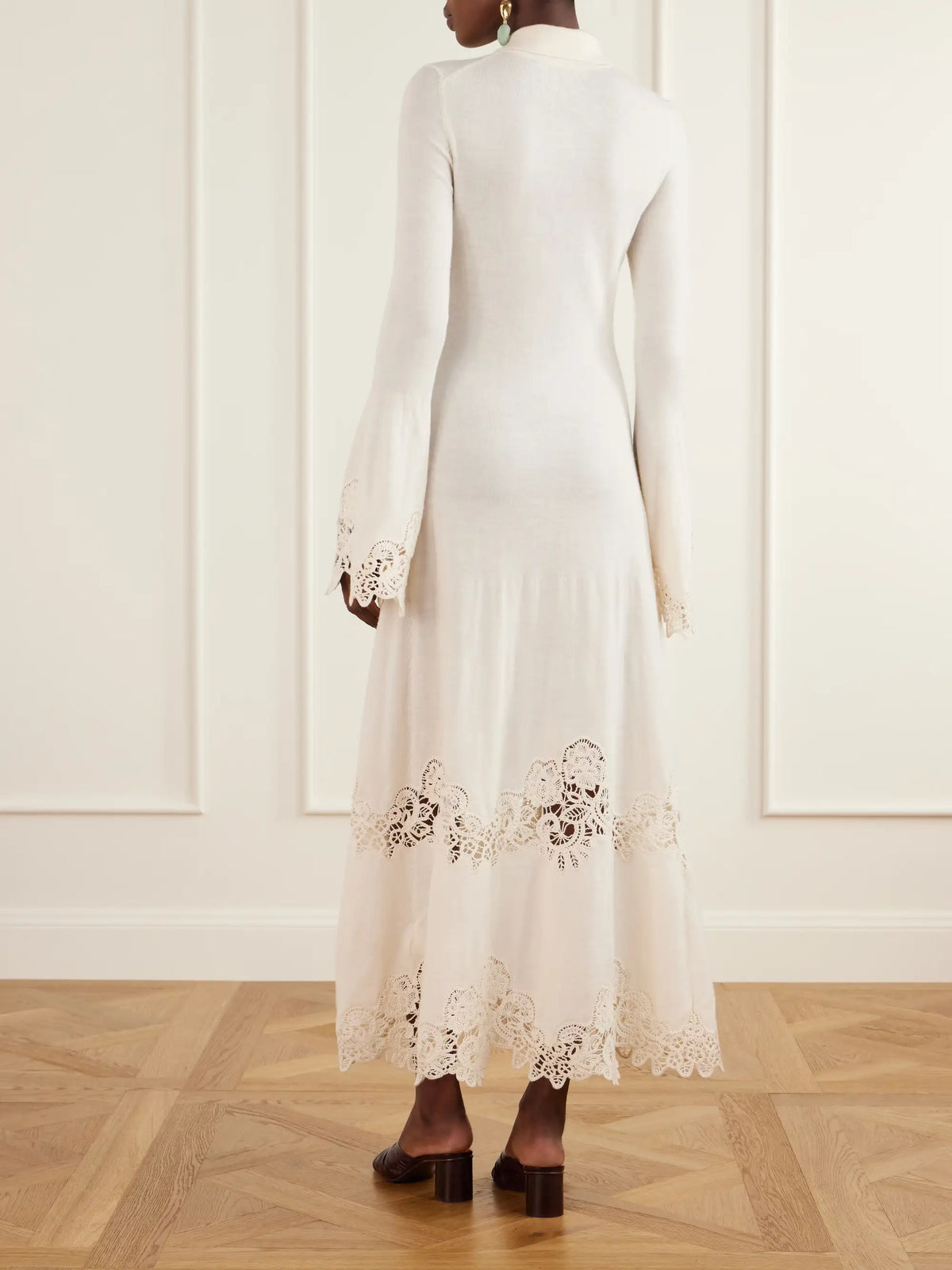 Zimmermann Clash Crochet-trimmed Wool Midi Dress