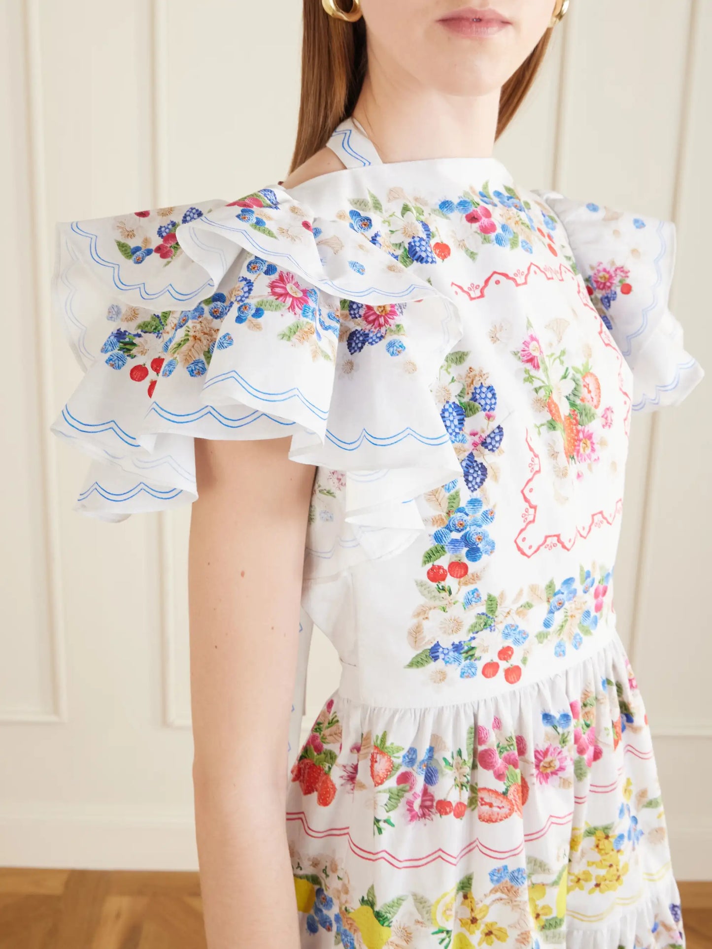Margarita Ruffled Floral-print Cotton-poplin Mini Dress