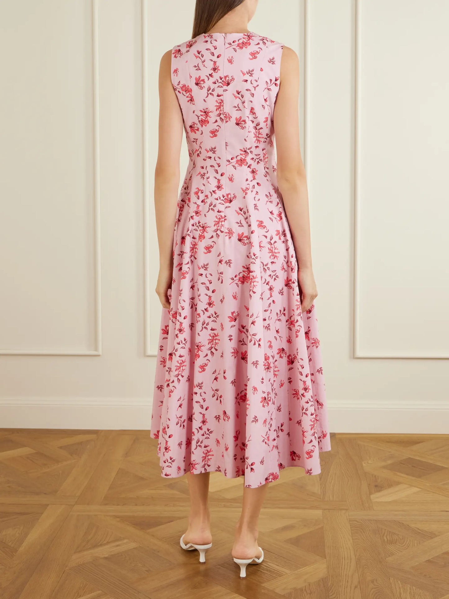 Chelsea Pleated Floral-print Organic Cotton-poplin Midi Dress