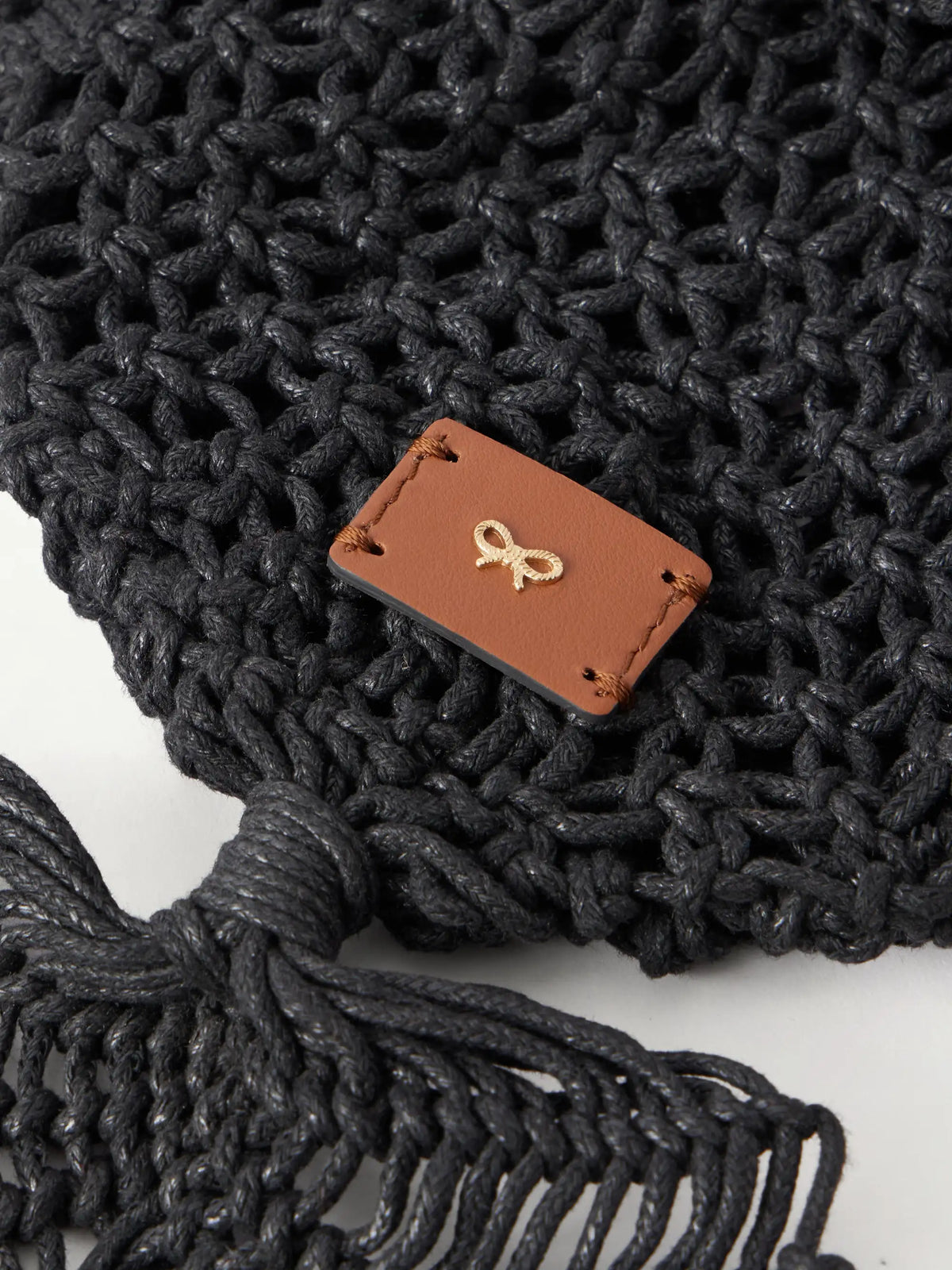 Macrame Leather-trimmed Cotton Clutch